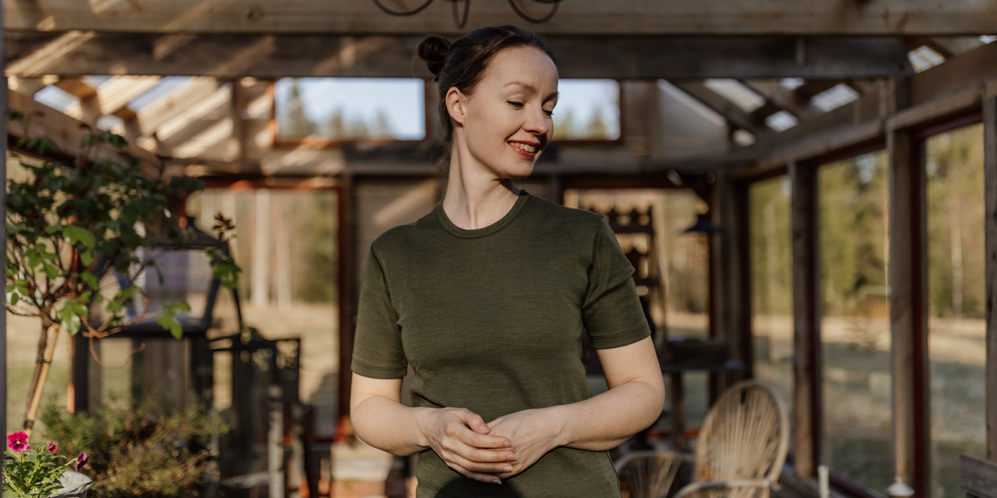 Ruskovillan merino t-paita vihreä, unisex