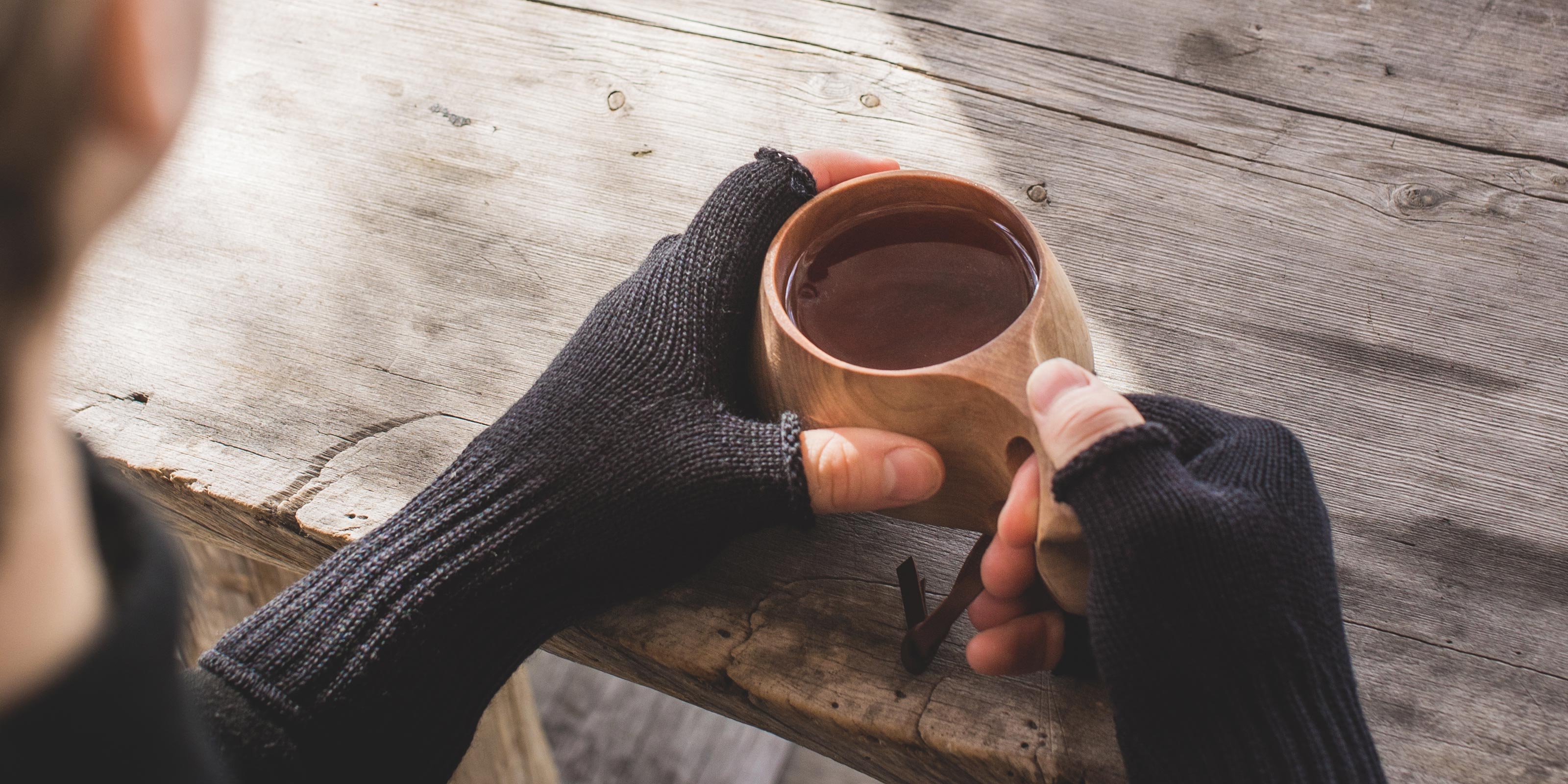 Ruskovilla kynsikkäät merinovillaa