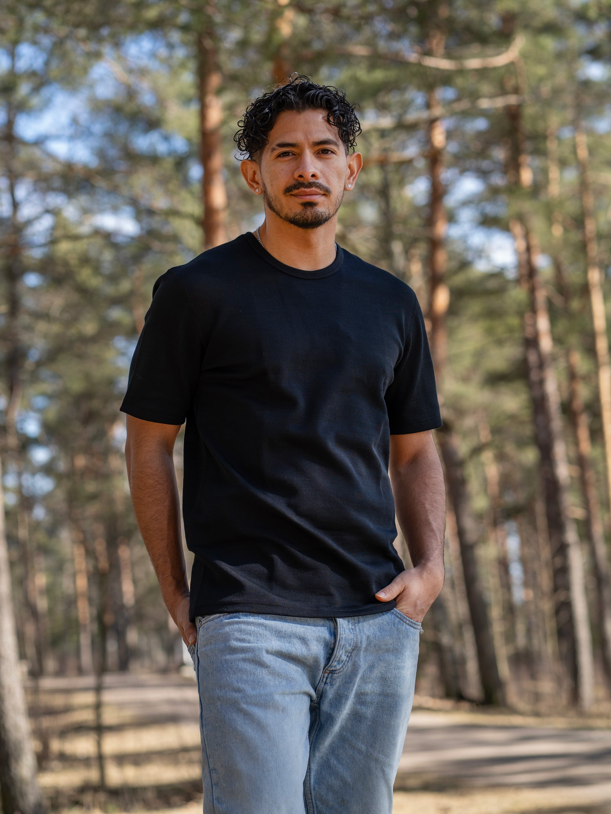 Ruskovillan merinovillainen T-paita, musta, unisex