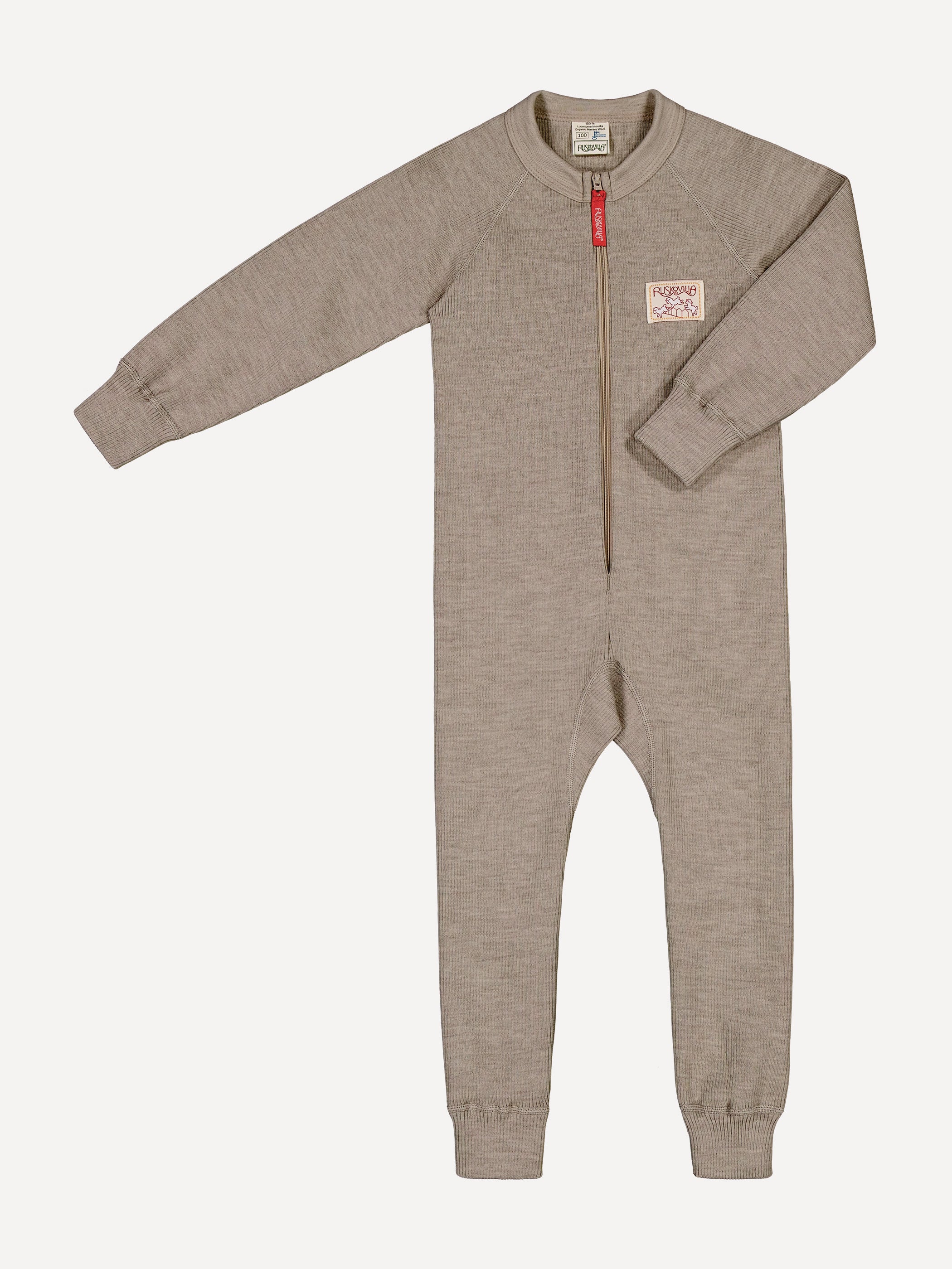 Ruskovillan hiekan sävyinen lasten välihaalari merinovillaa
