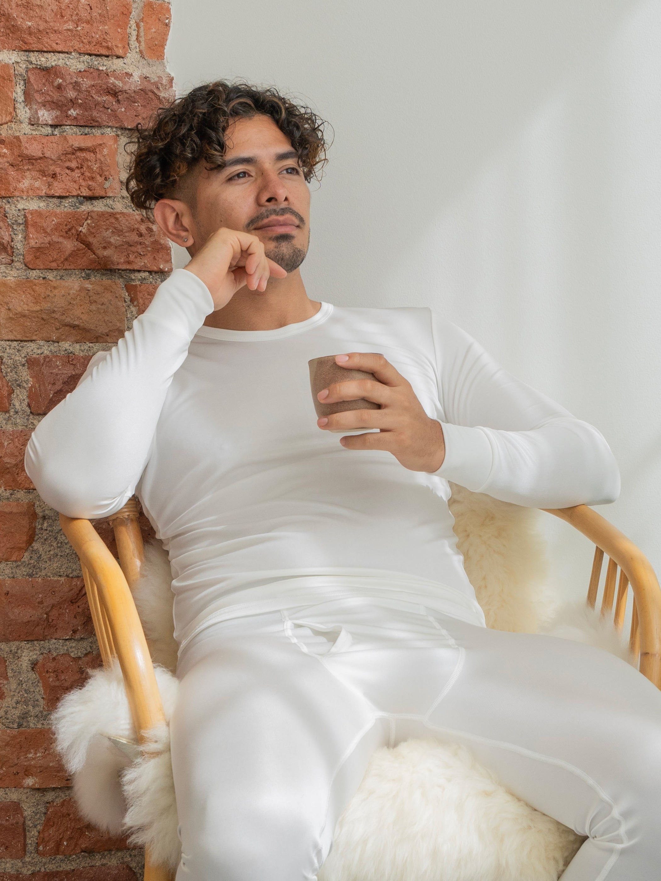 Pitkähihainen aluspaita luomusilkkiä, valkoinen, unisex