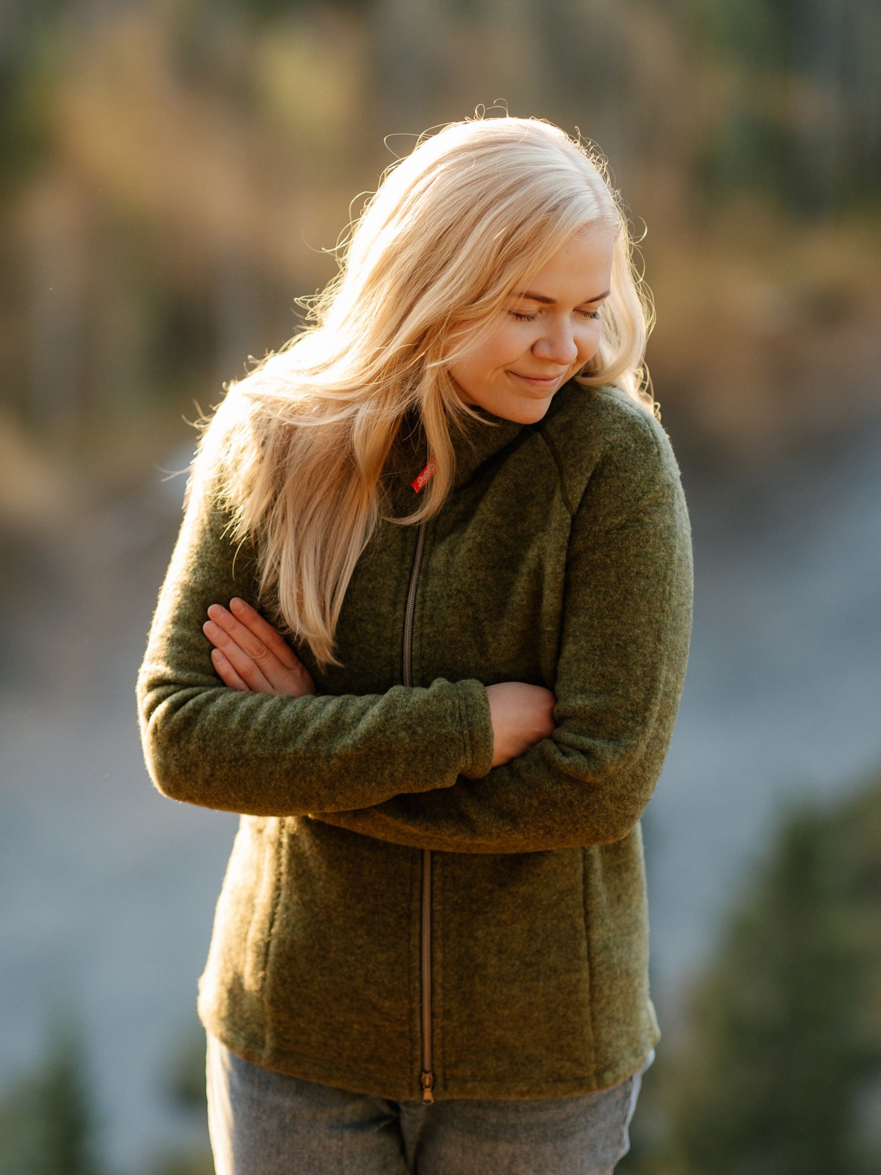 Fleece Wool Vs Down Jacket Women's Wool Fleece Jacket, Moss