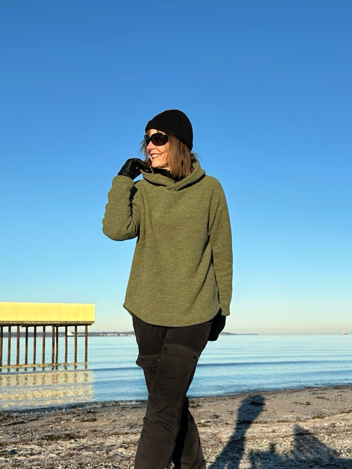 Wool fleece hoodie, unisex, moss – Ruskovilla1