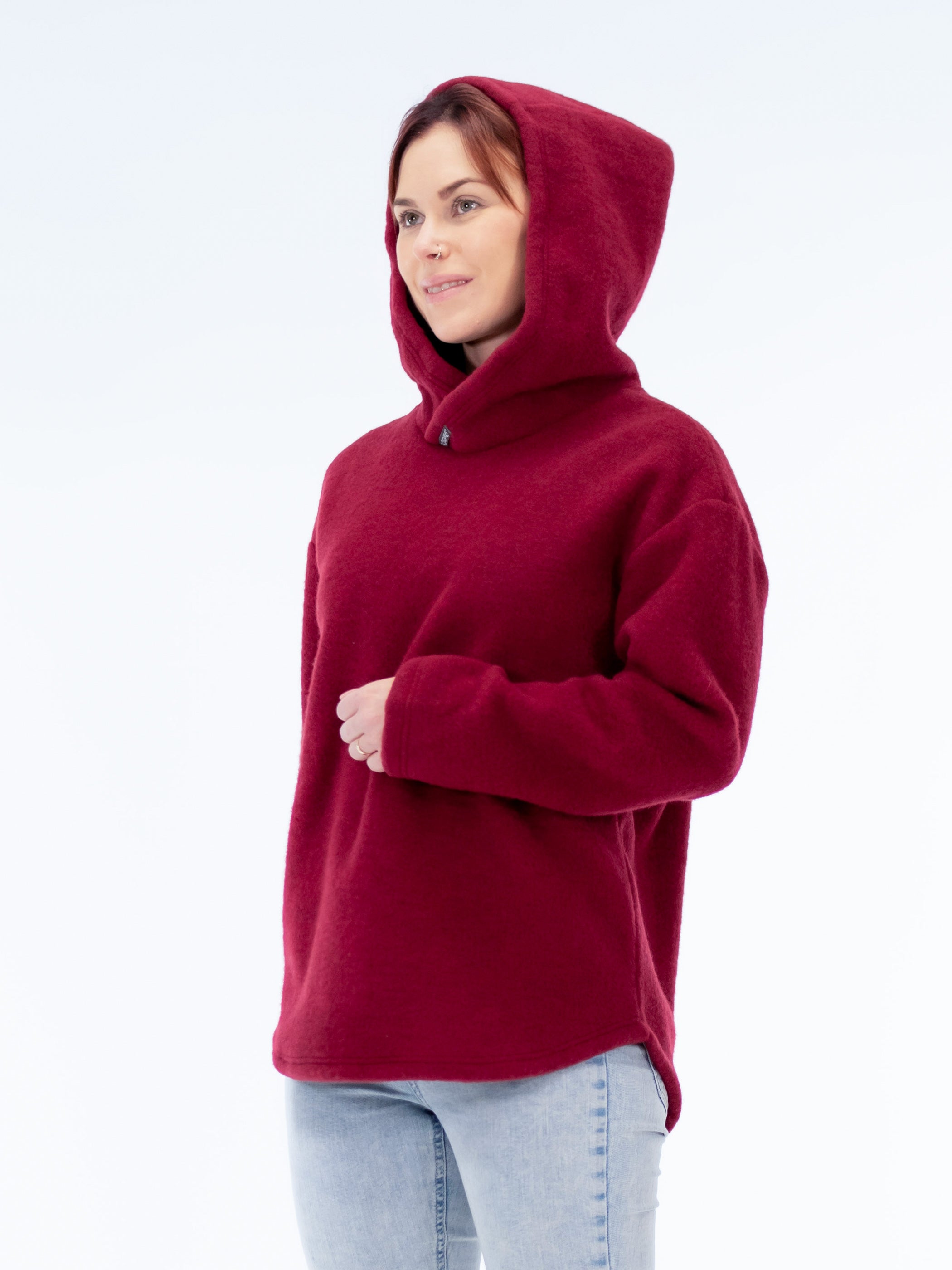 Ruskovillan karpalon sävyinen villafleecehuppari