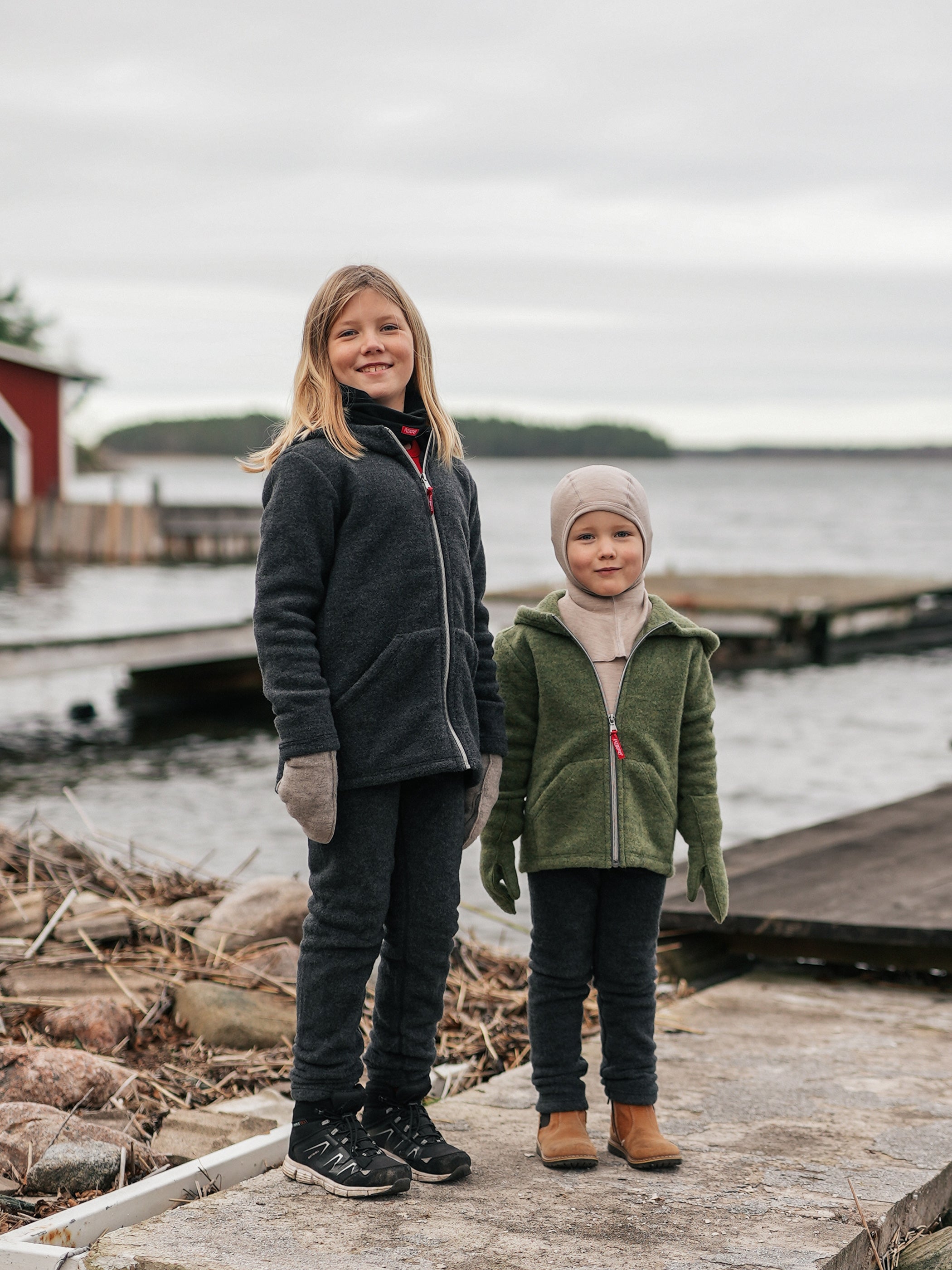 Lasten villafleecehousut, antrasiitti