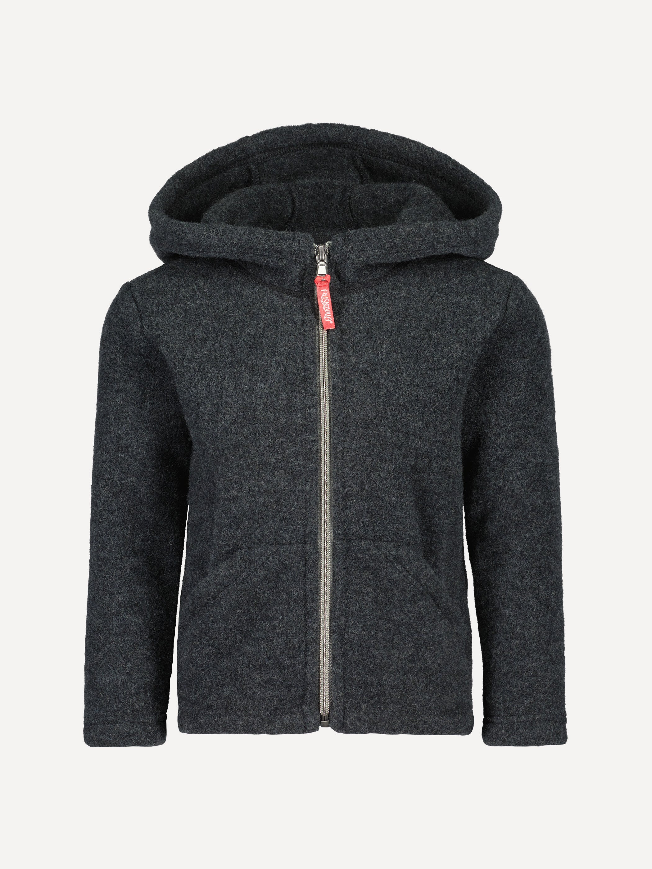 Children's wool fleece jacket with hood, anthracite