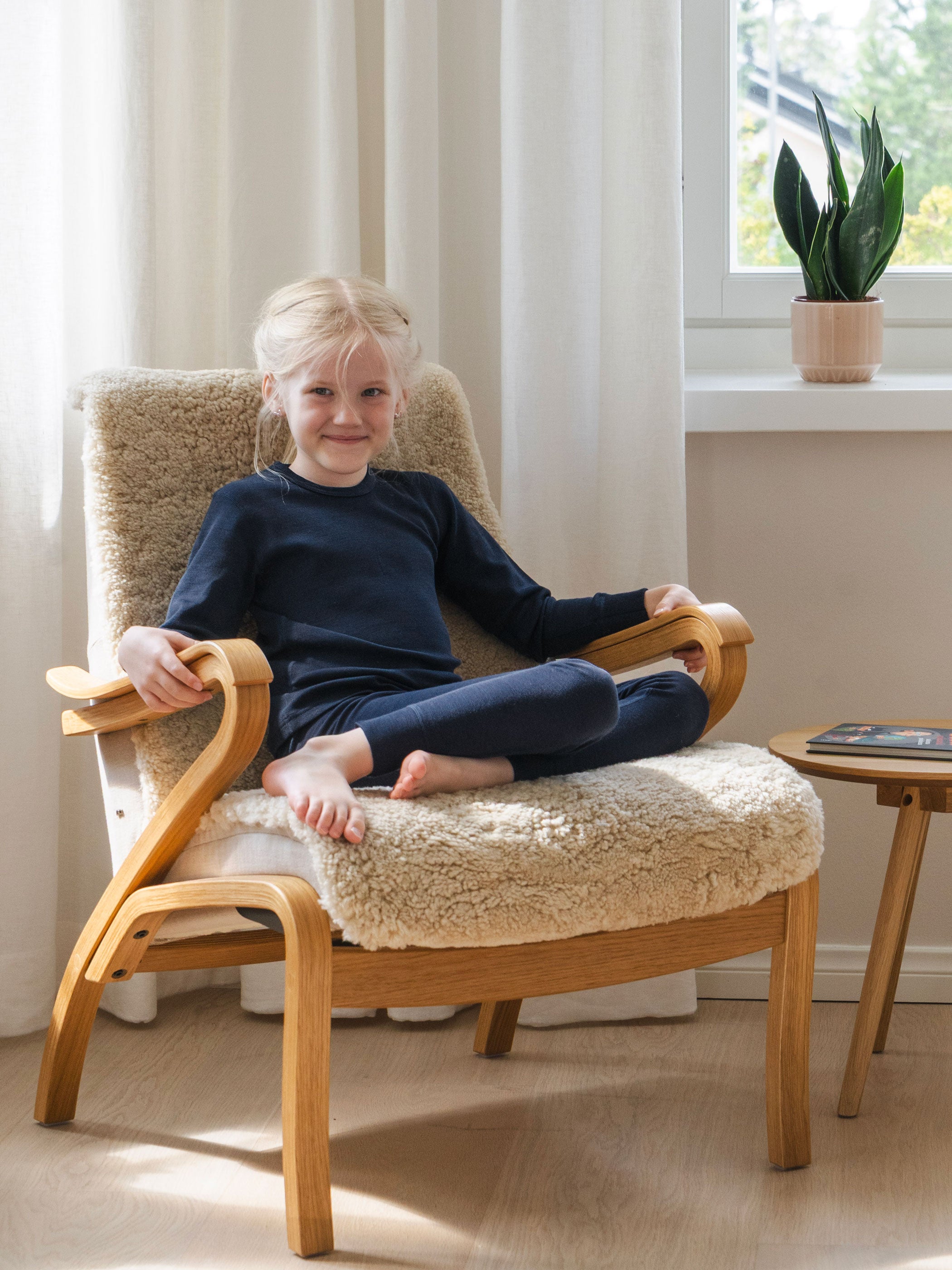 Lasten sininen merinovillakerrasto, ruskovilla