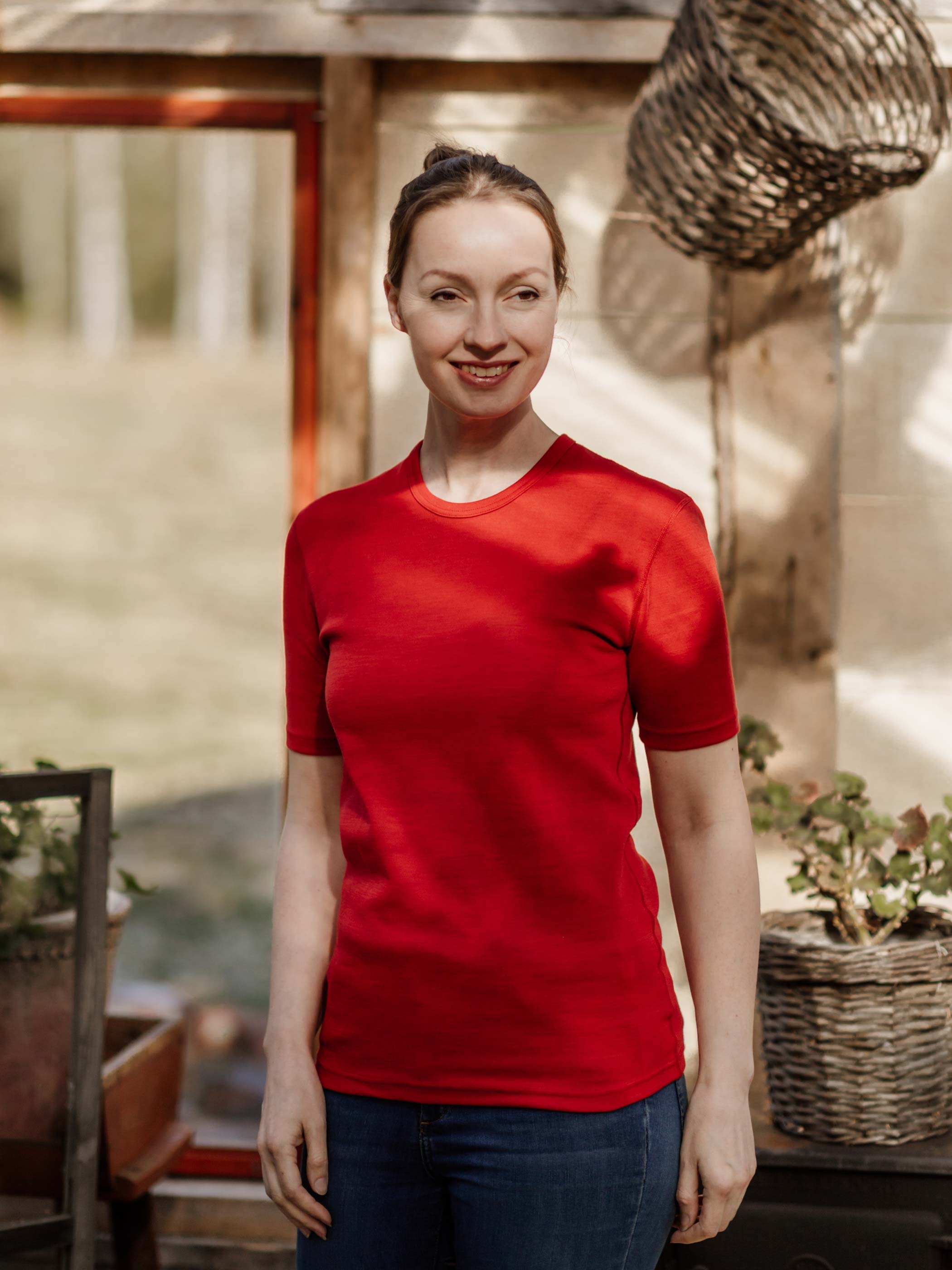 T-shirt, merino wool, unisex, red