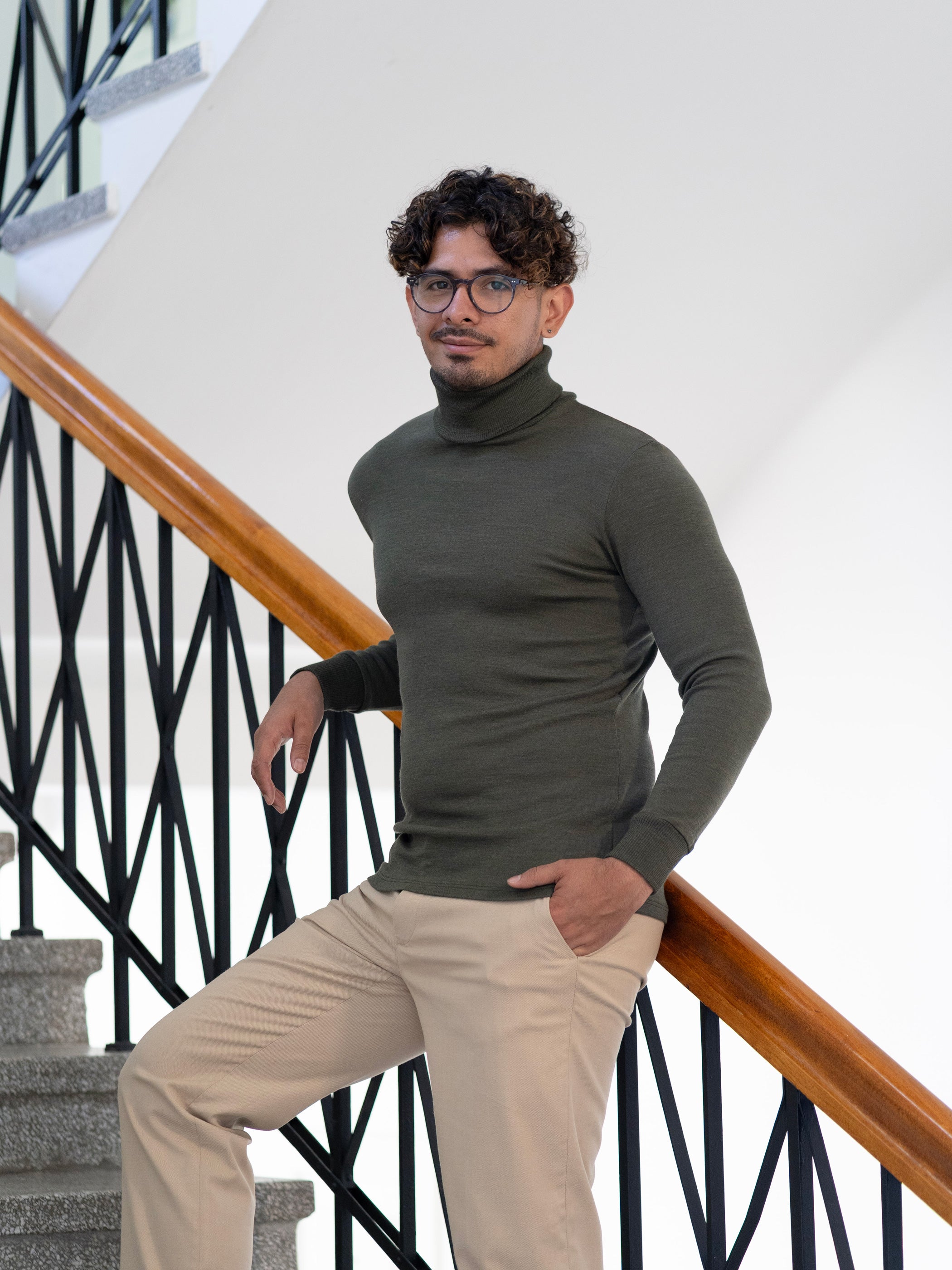 Ruskovilla poolopaita merinovillaa, vihreä