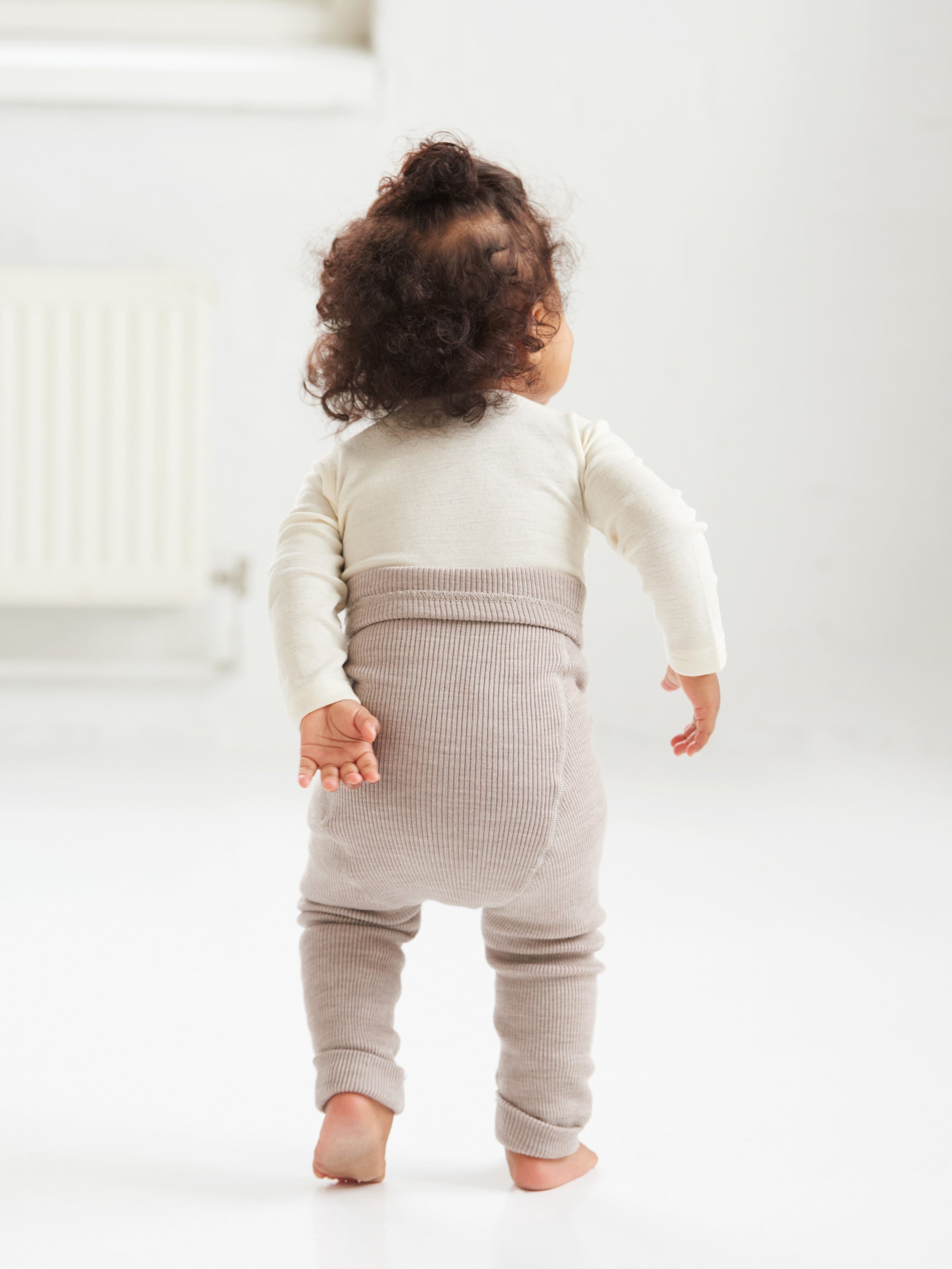 Long-legged nappy pants, merino wool, sand