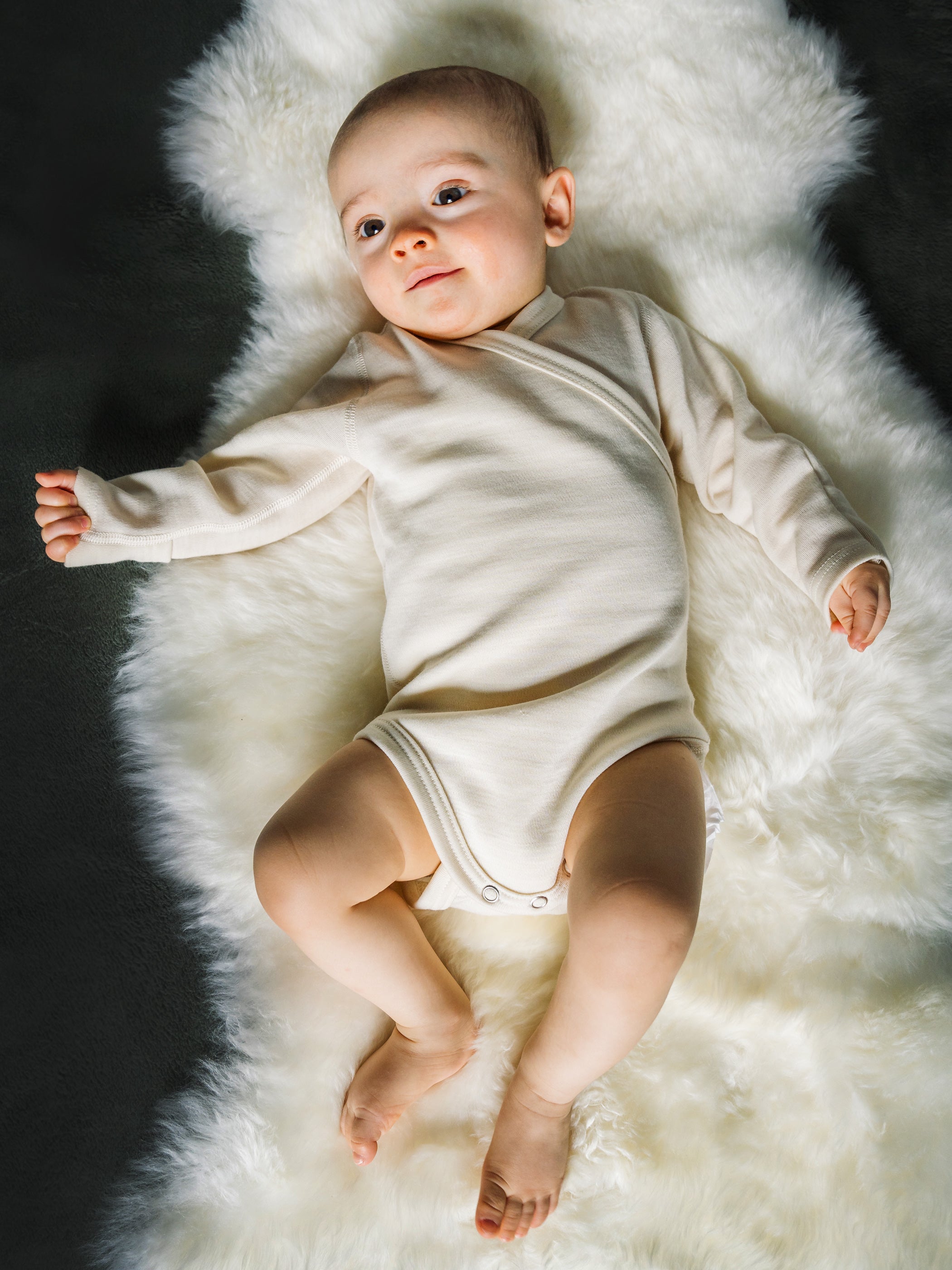 Baby body, merino wool, white