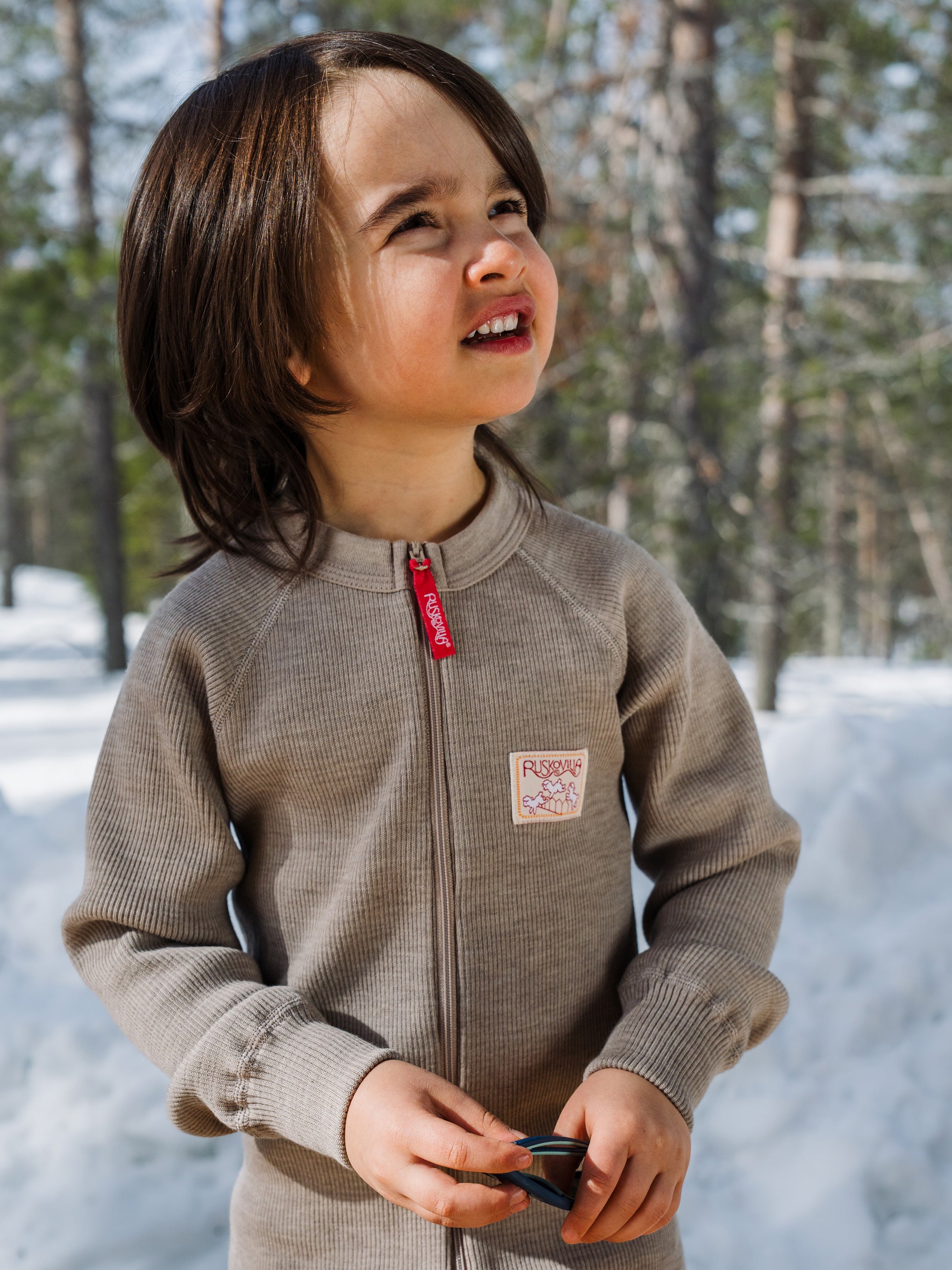 Children's overalls merino wool, sand