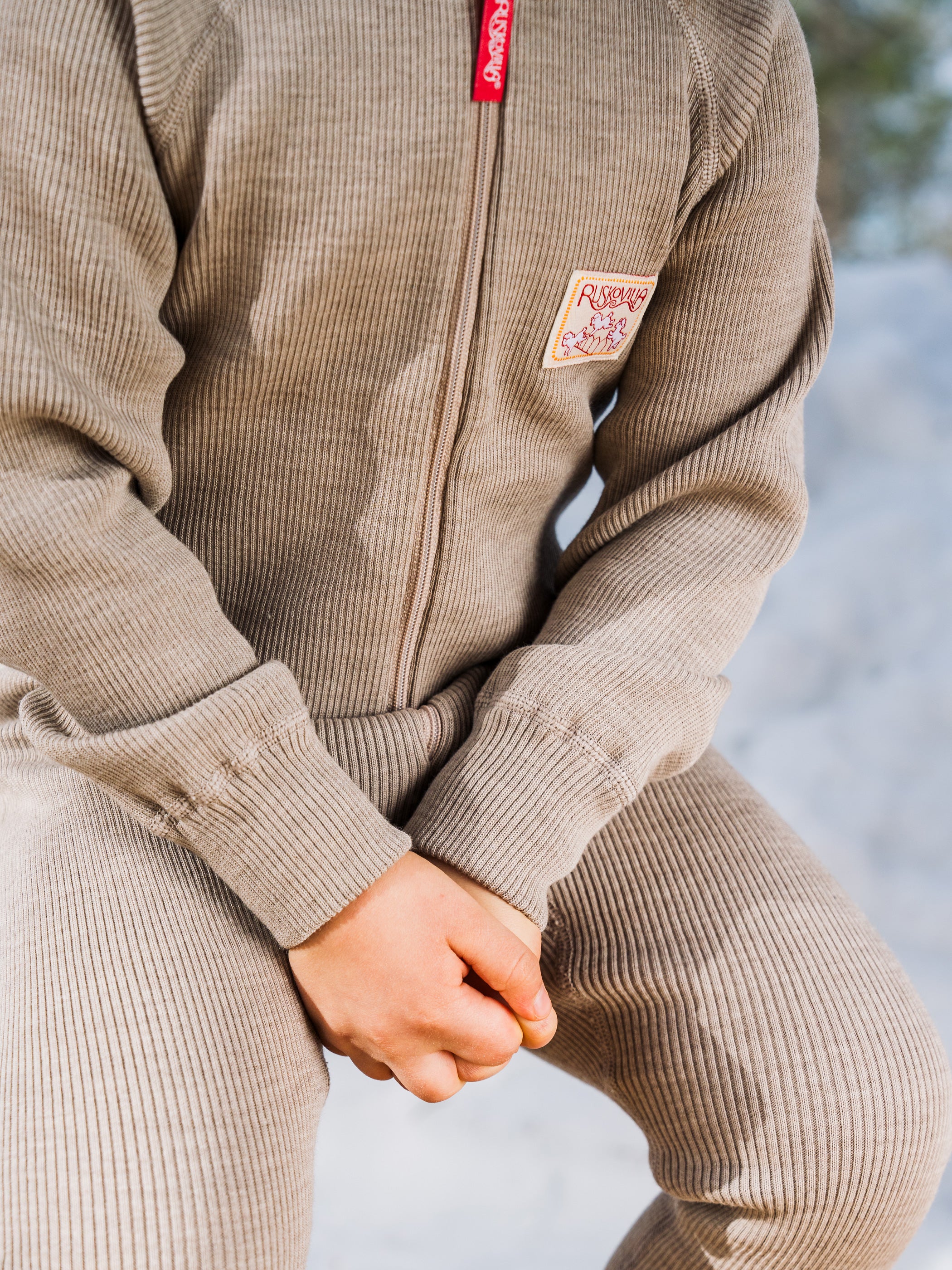 Children's overalls merino wool, sand