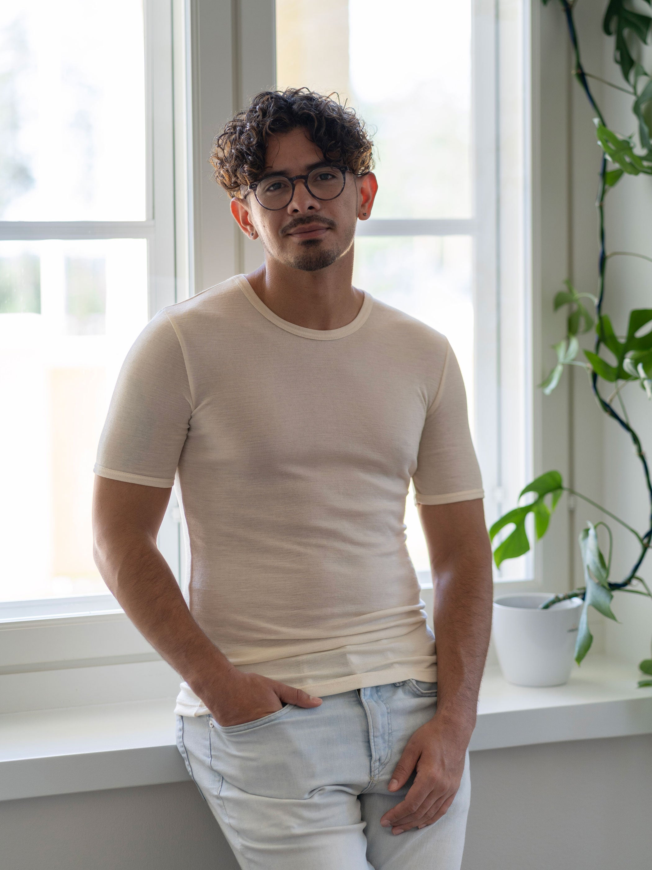 Silkkivilla T-paita, unisex, valkoinen