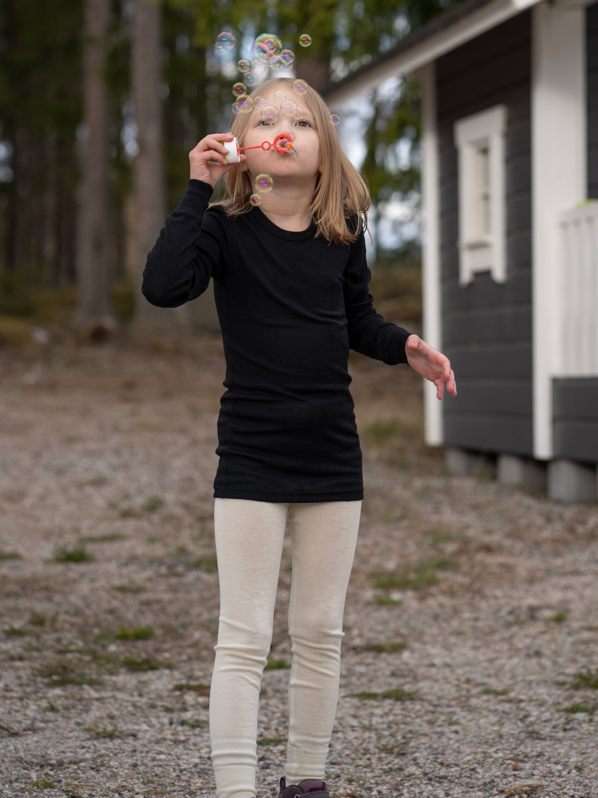 Lasten pitkälahkeiset alushousut silkkivillaa, valkoinen - Ruskovilla