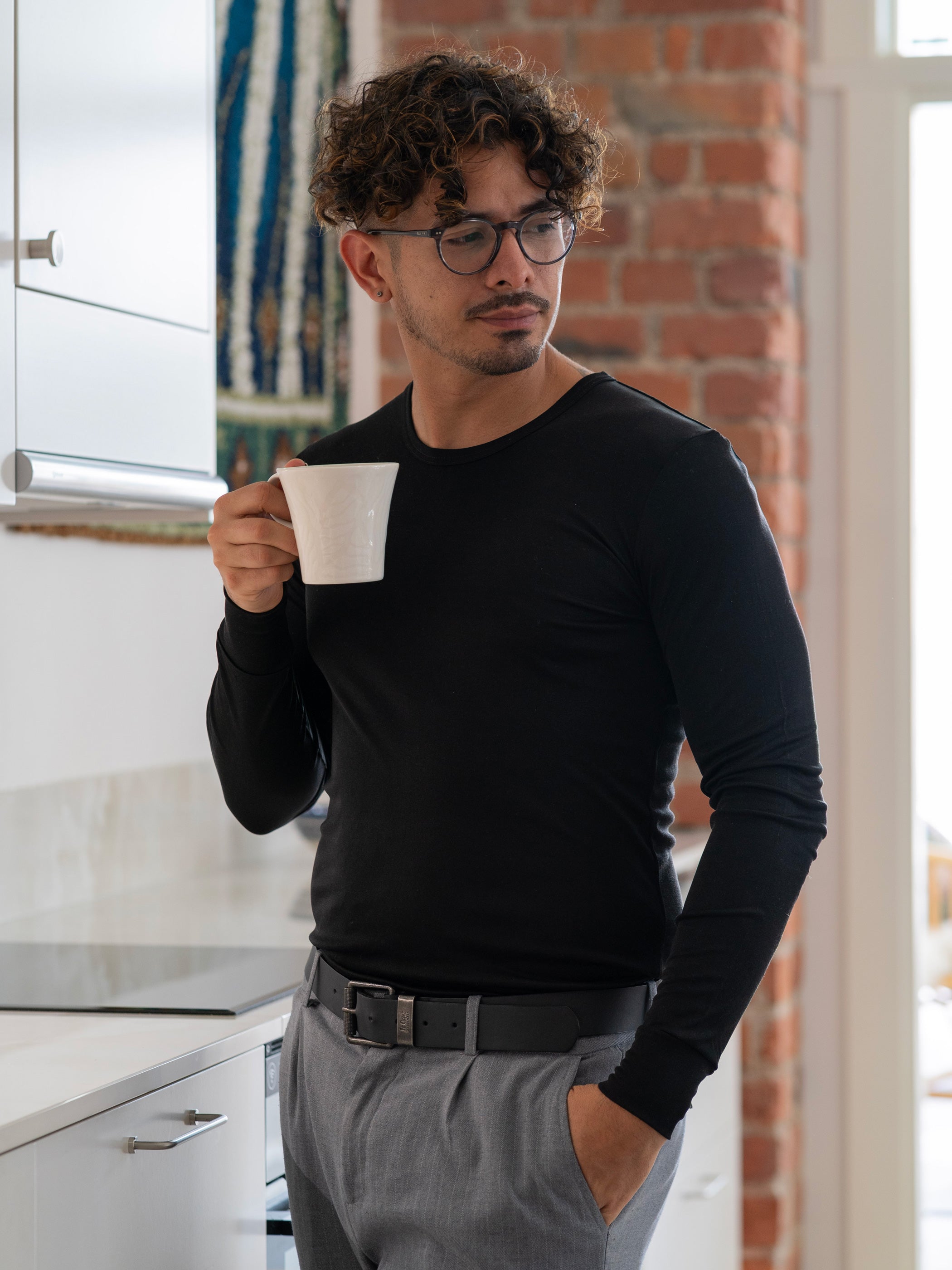 Pitkähihainen silkkipaita, musta, unisex