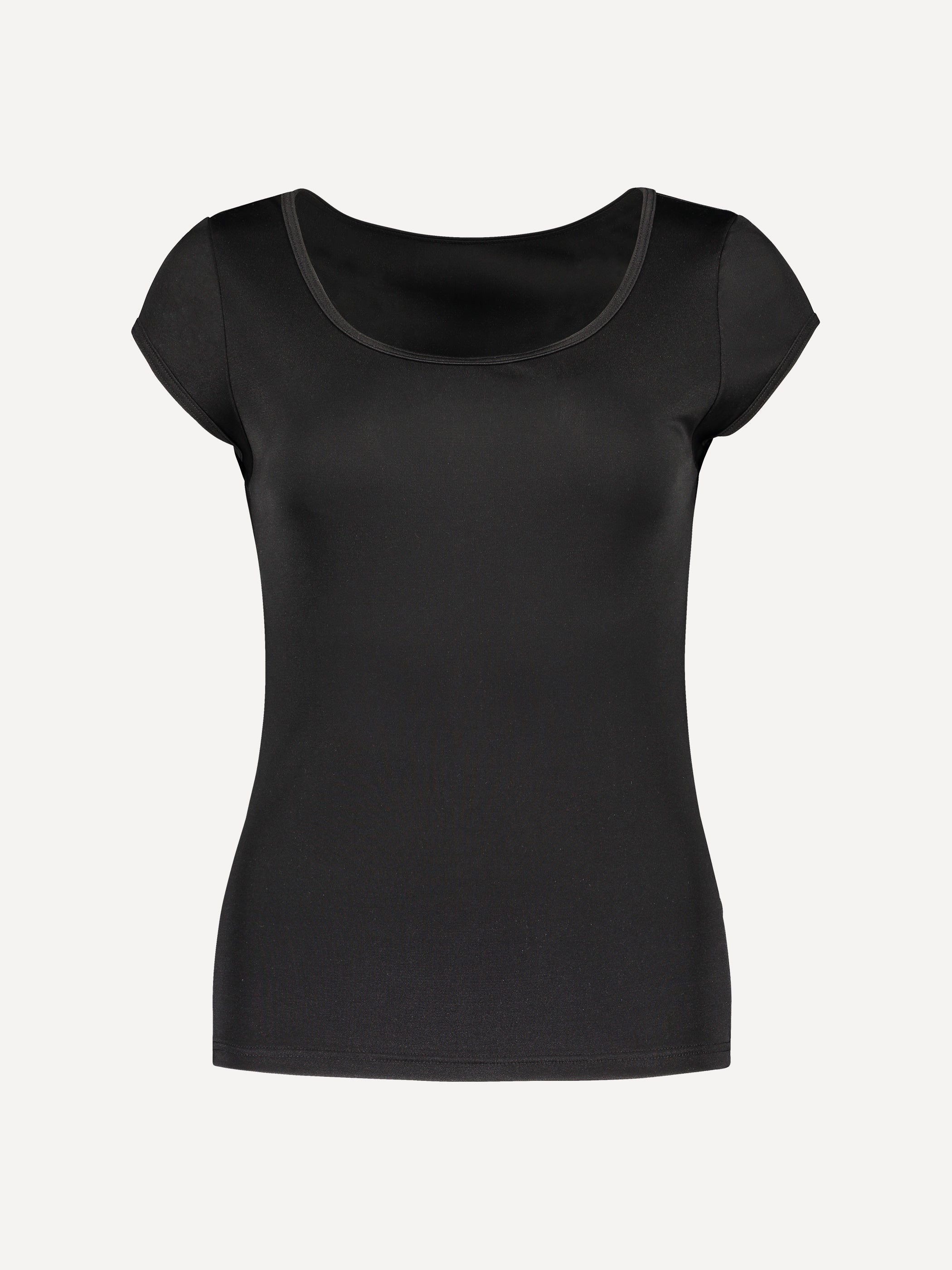 OUTLET: Women's short-sleeved shirt, silk, black