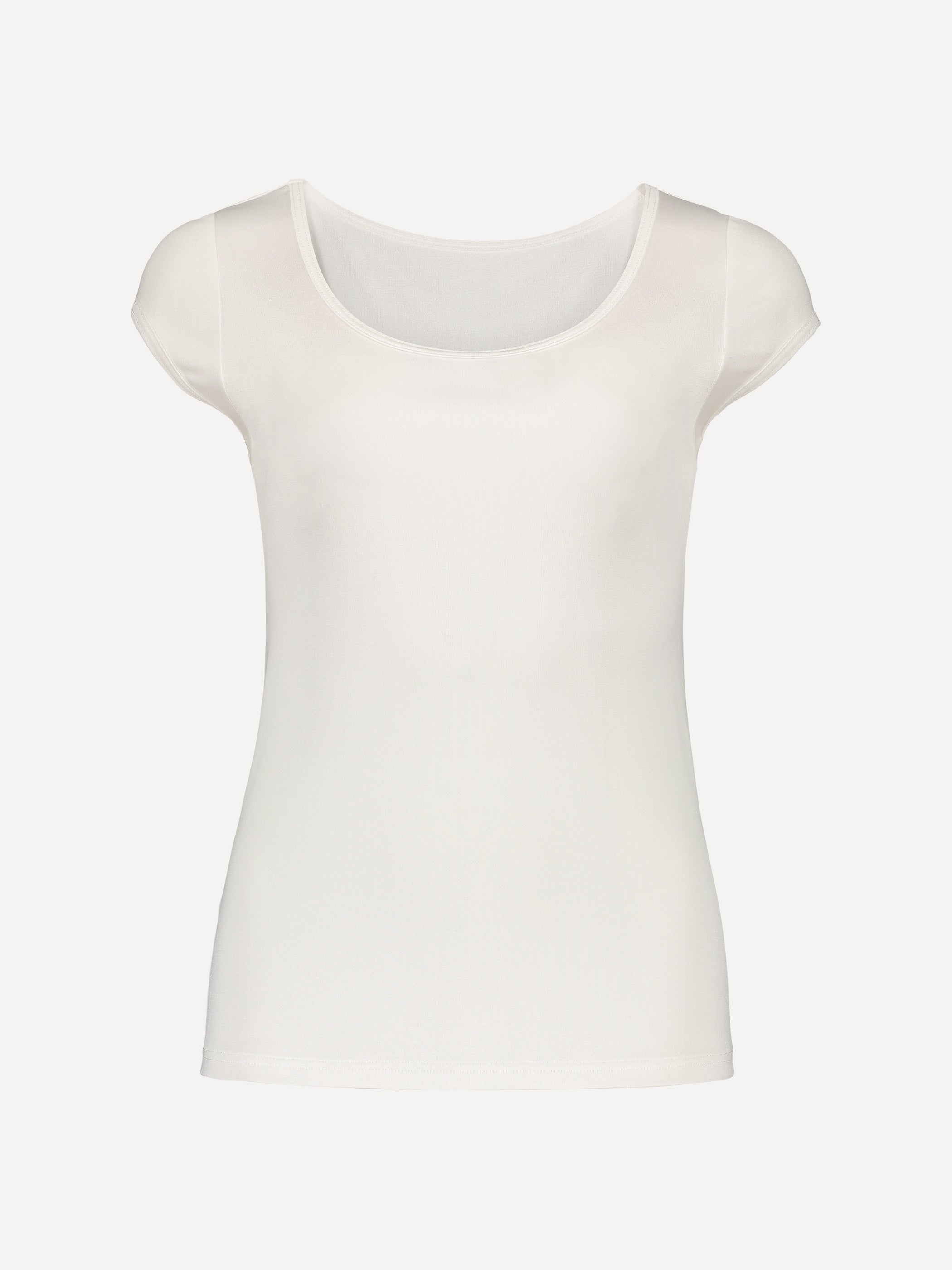 OUTLET: Women's short-sleeved shirt, silk, white