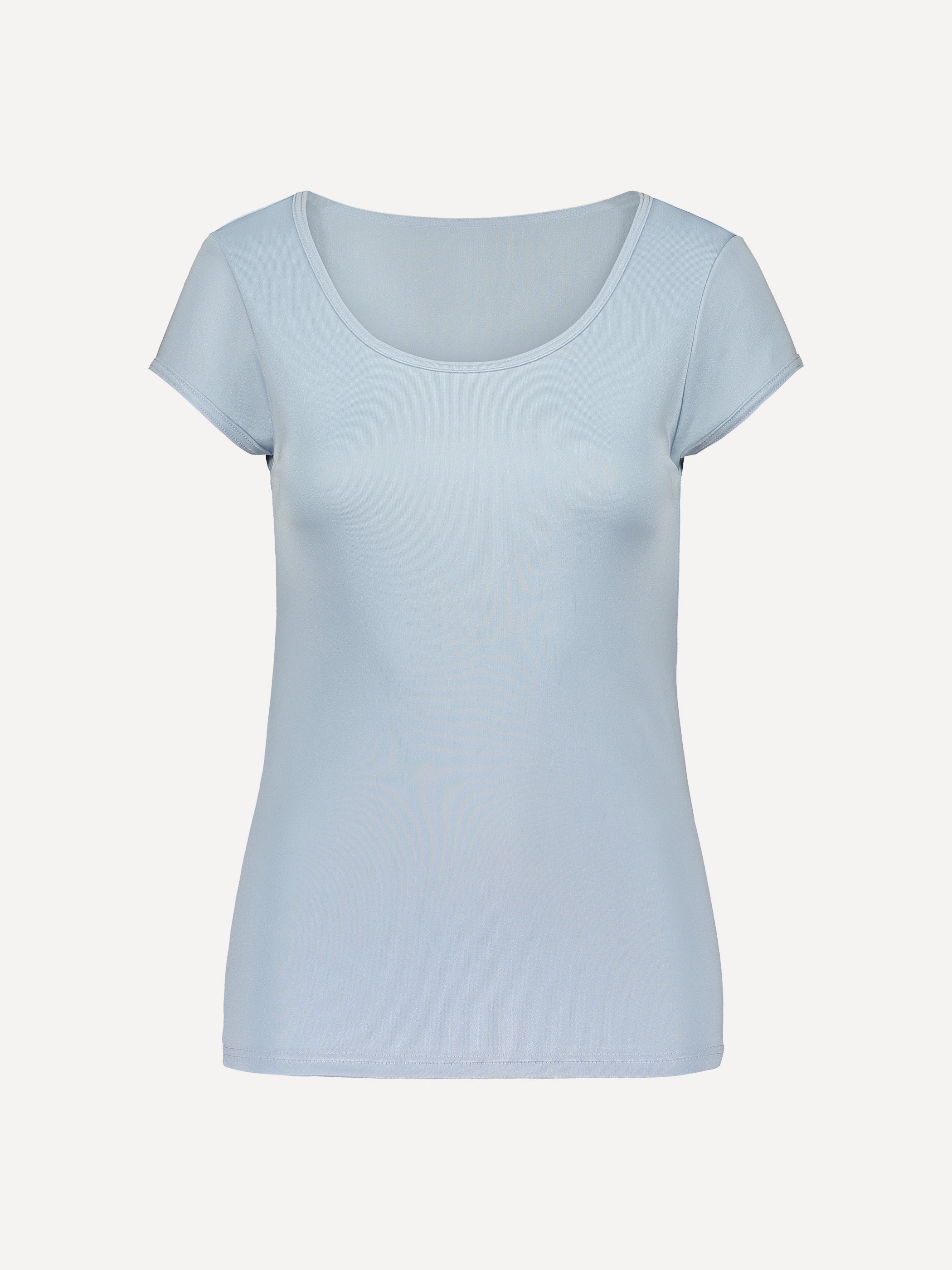 OUTLET: Women's short-sleeved shirt, silk, light blue