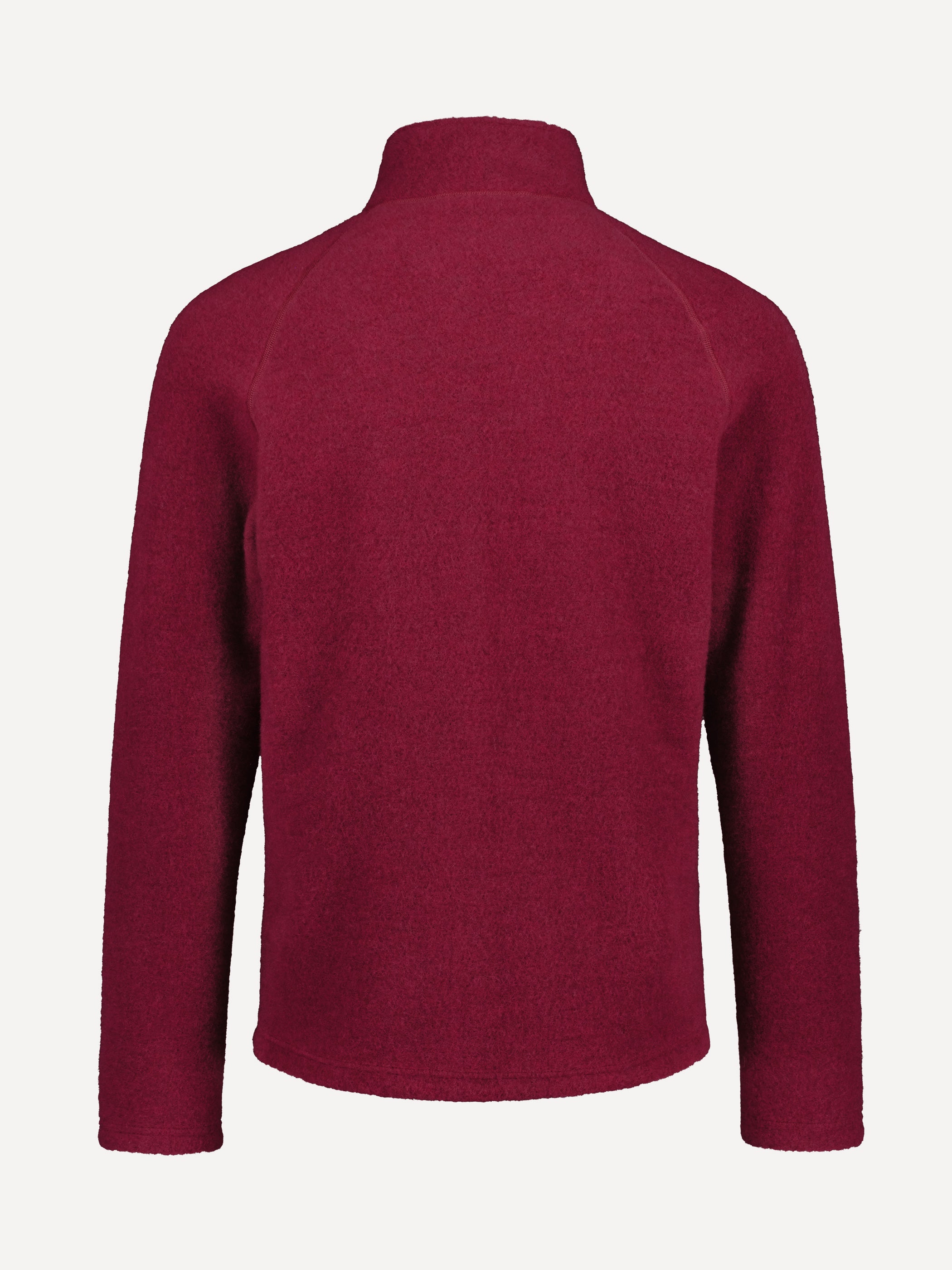 Ruskovilla miesten villafleecetakki takaa, 100% luomumerinovilla, karpalo