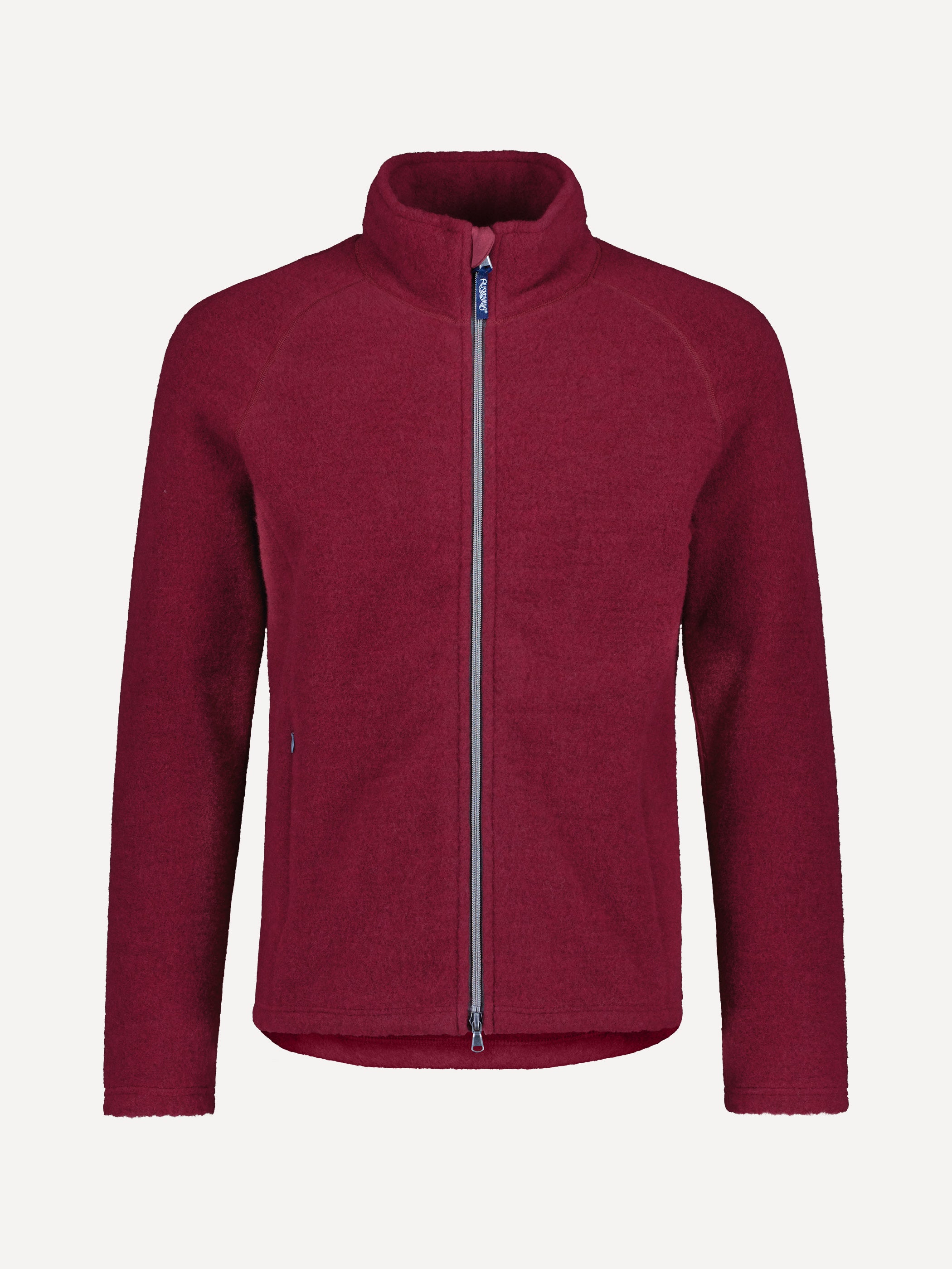 Ruskovilla miesten villafleecetakki, materiaali 100% luomumerinovillaa, väri karpalo