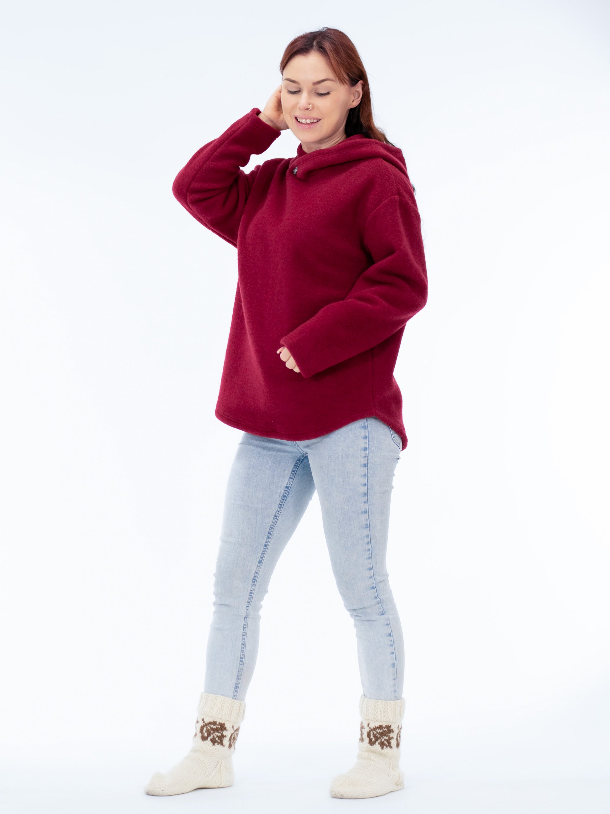 Villafleece huppari karpalo/viininpunainen, Ruskovilla