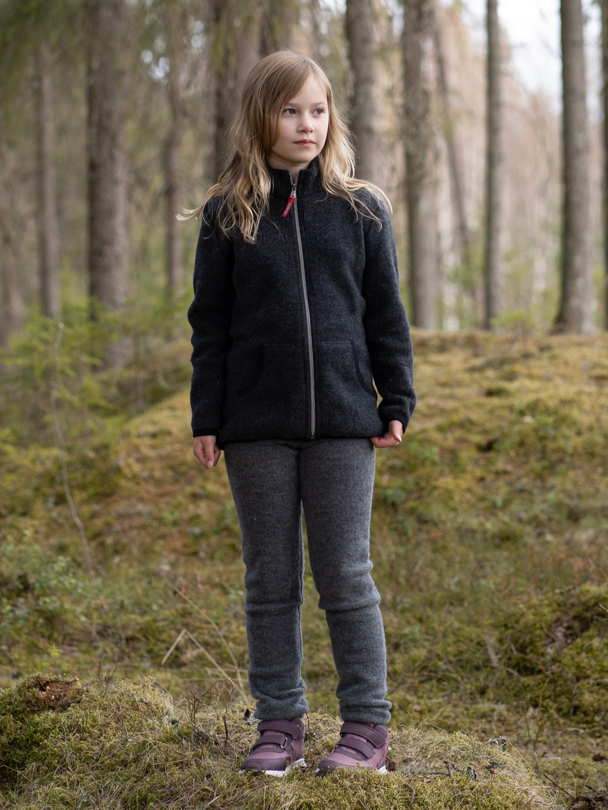 Children's wool fleece jacket, anthracite