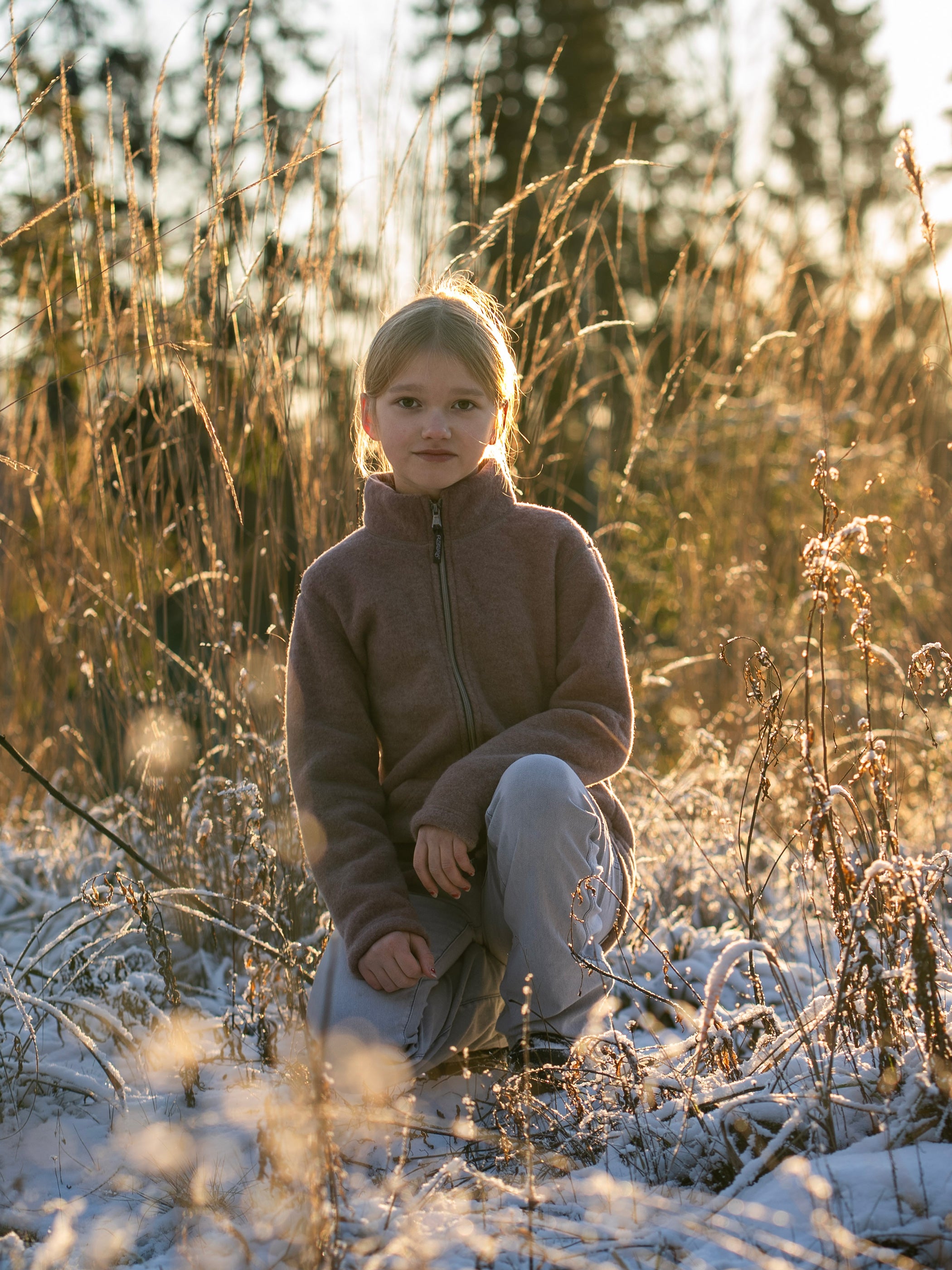 Lasten villafleecetakki kanervan sävyssä