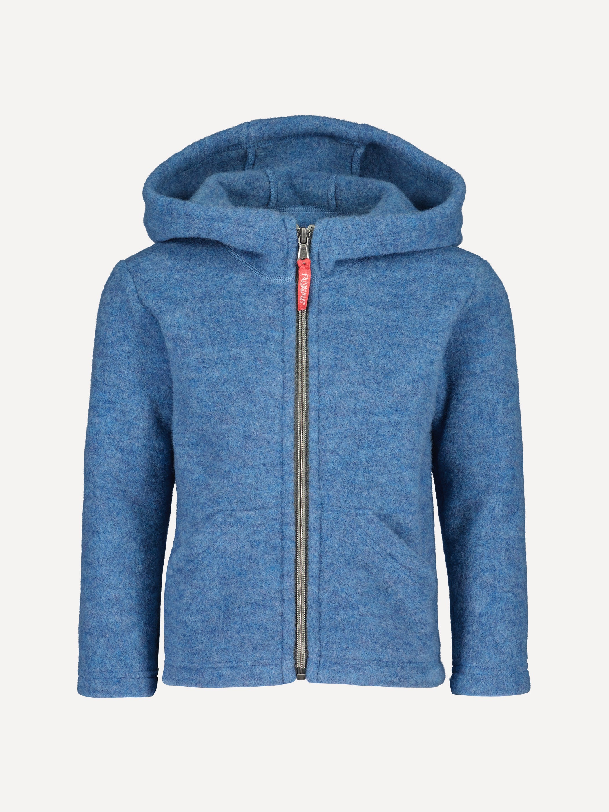 Children's wool fleece jacket with hood, sky blue