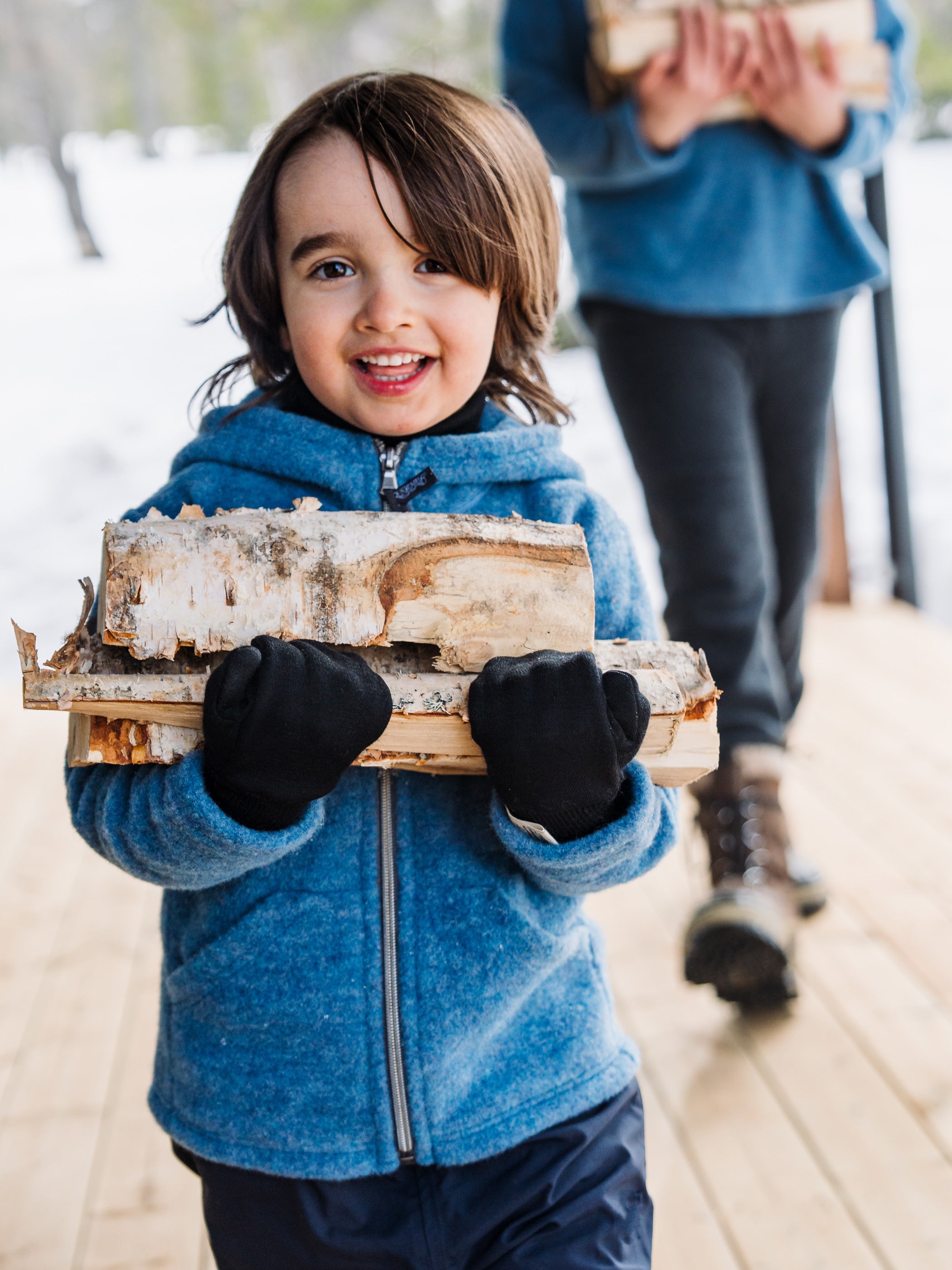 Children's wool fleece jacket with hood, sky blue