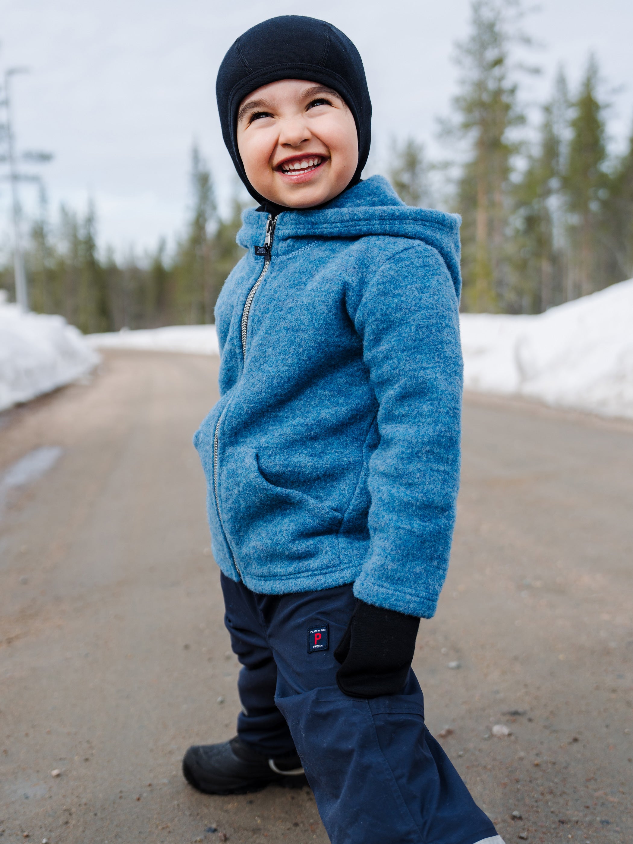 Children's mittens, merino wool, black