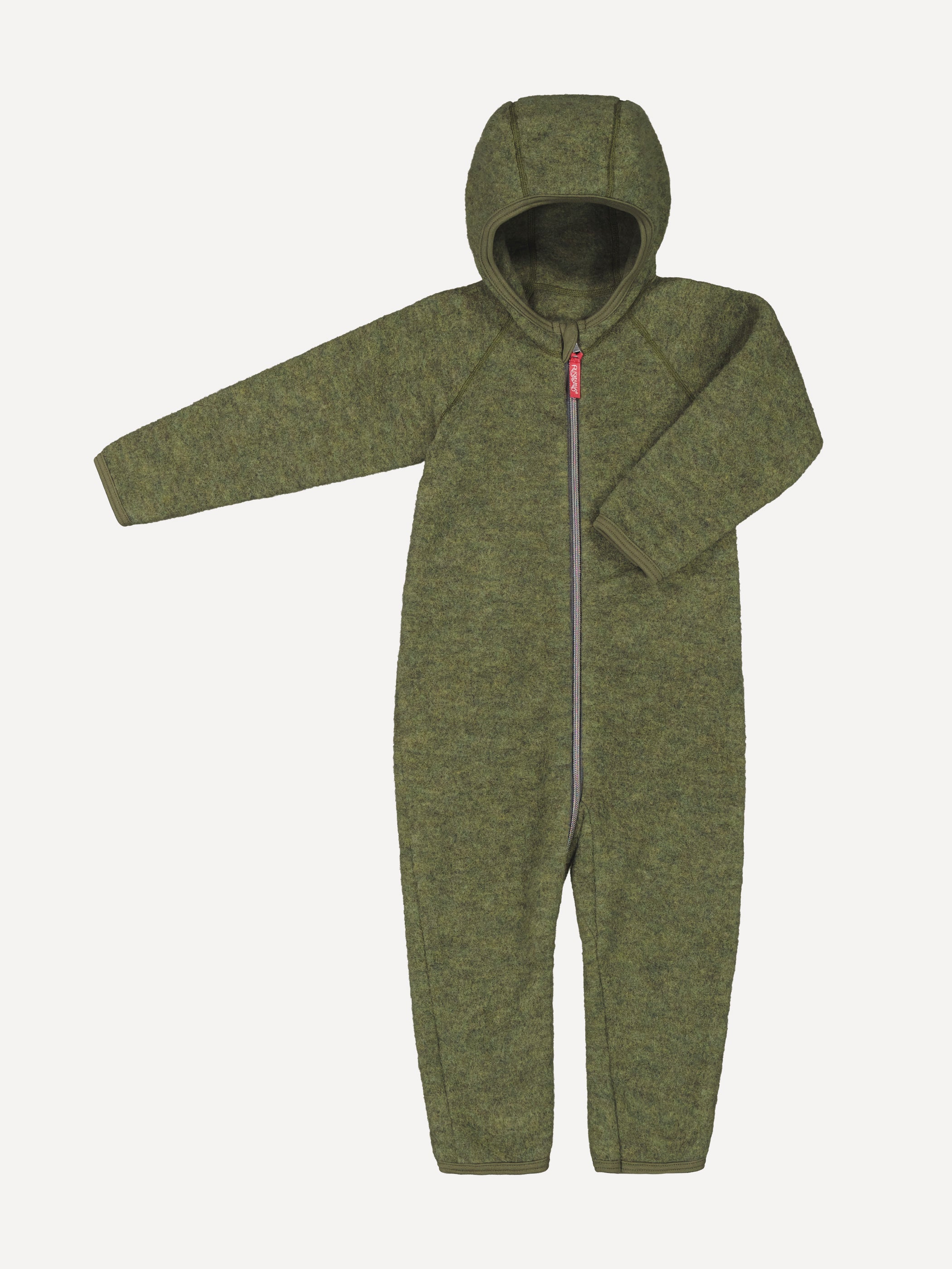 Baby overalls, wool fleece, moss