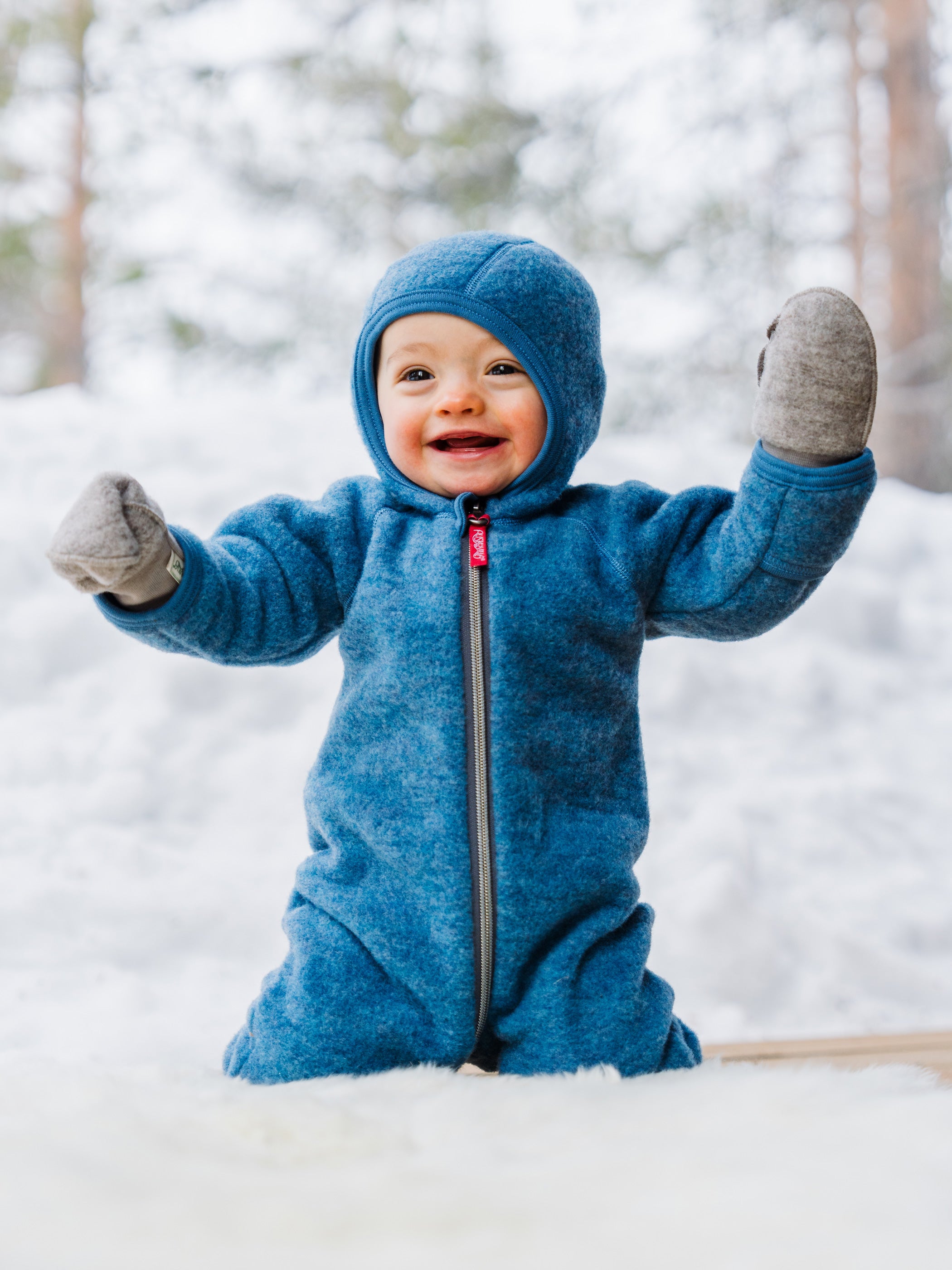 Baby overalls, wool fleece, sky blue