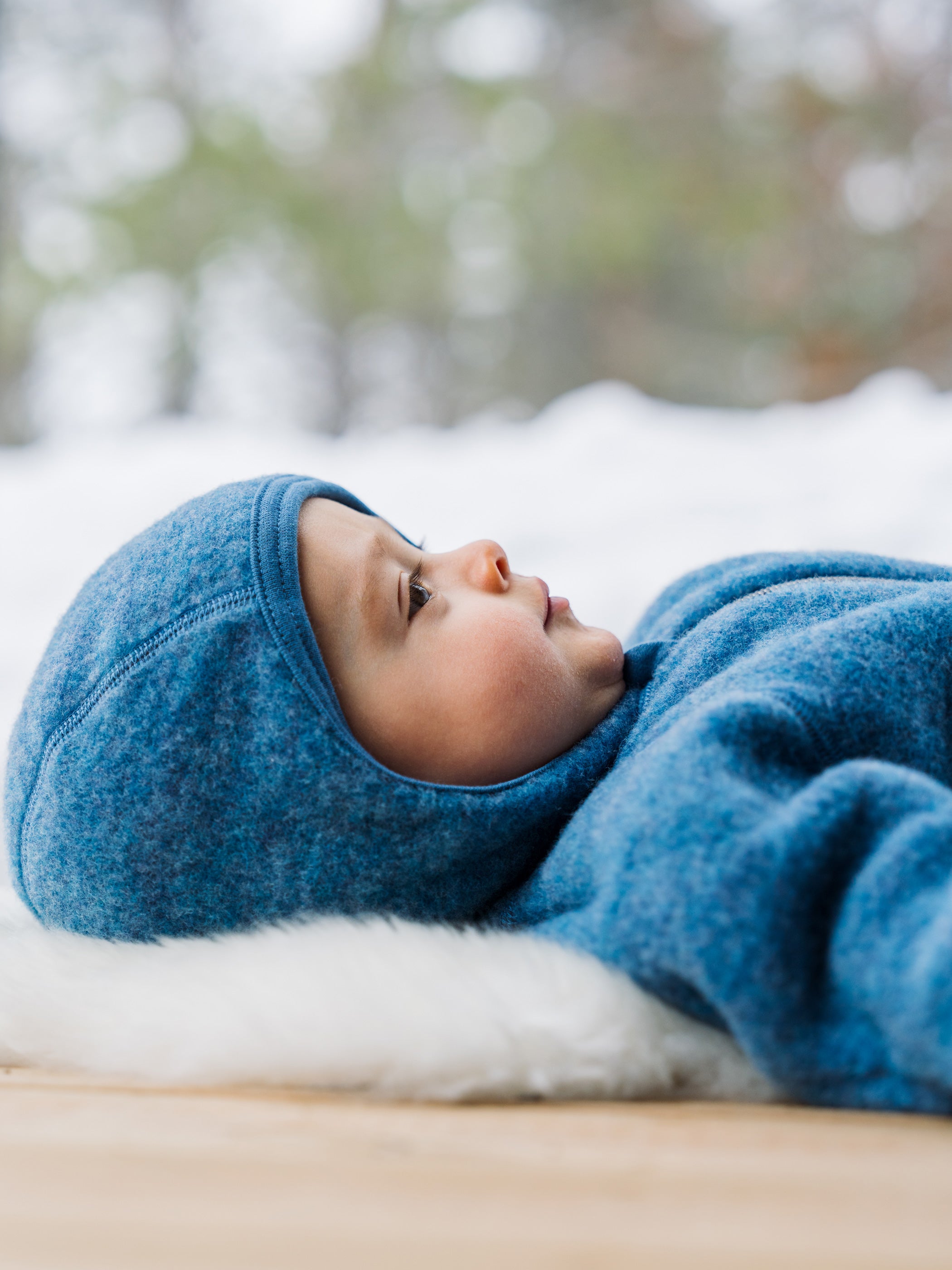 Baby overalls, wool fleece, sky blue