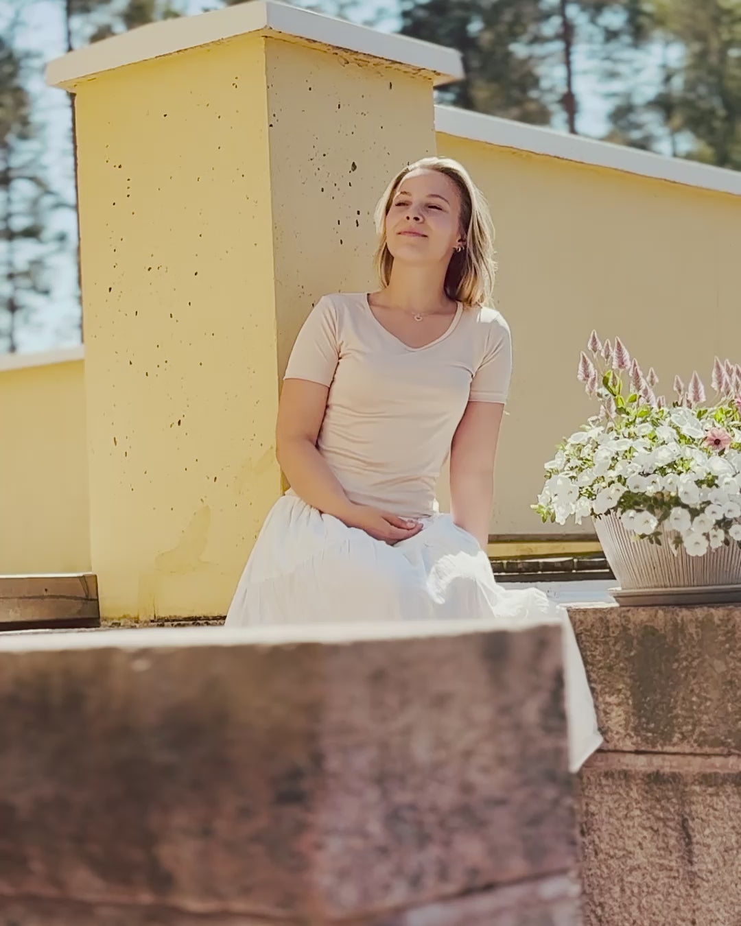 Naisten T-paita silkkiä, puuteri