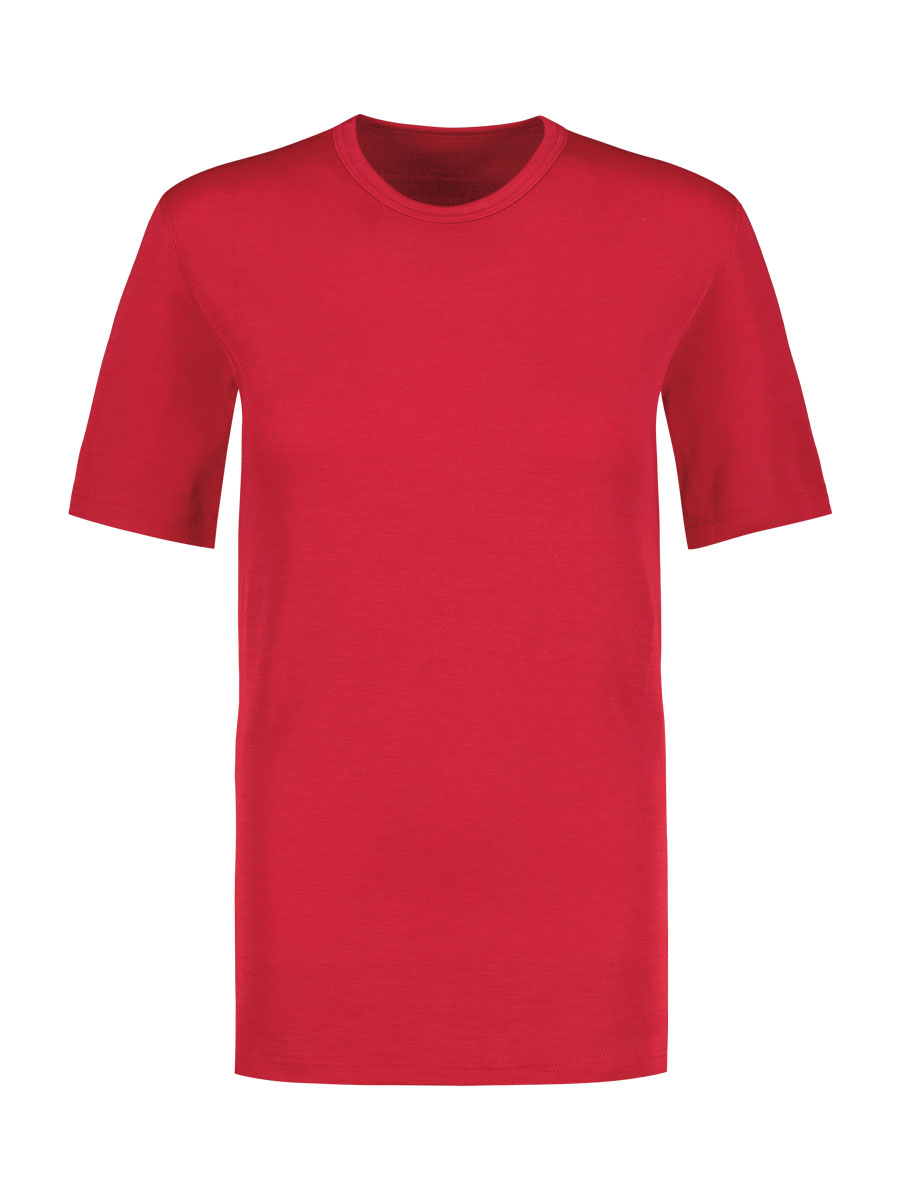 Ruskovillan punainen lyhythihainen paita merinovillaa, unisex