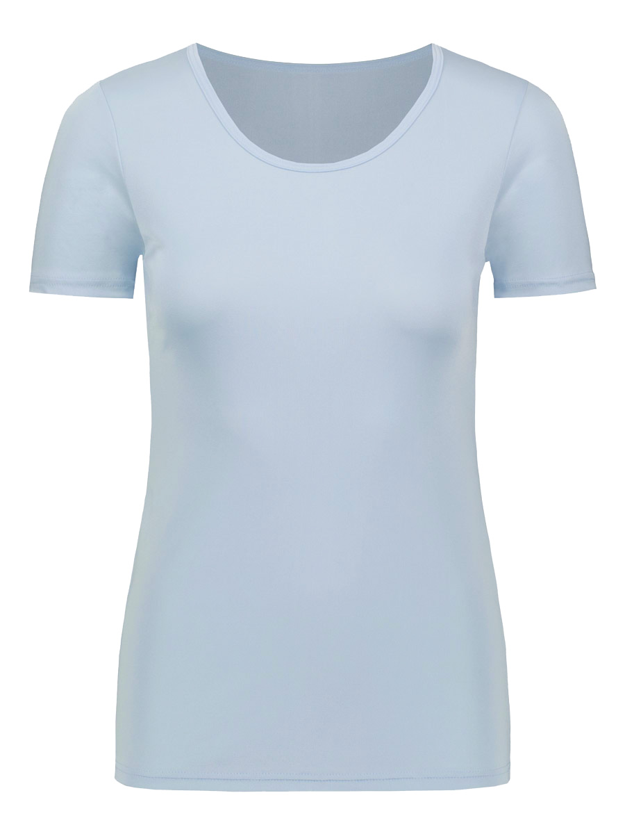 Ruskovilla naisten sininen t-paita luomusilkkiä