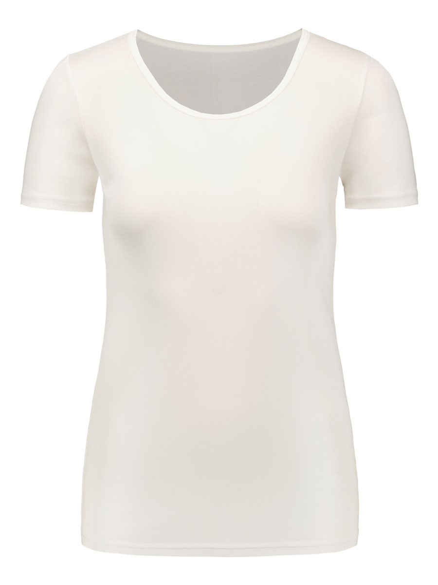 Ruskovilla naisten valkoinen t-paita luomusilkkiä